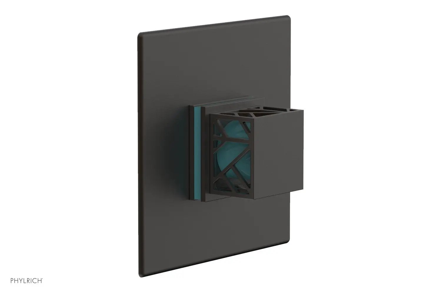 Phylrich JOLIE Thermostatic Shower Trim, Square Handle with "Turquoise" Accents by Phylrich