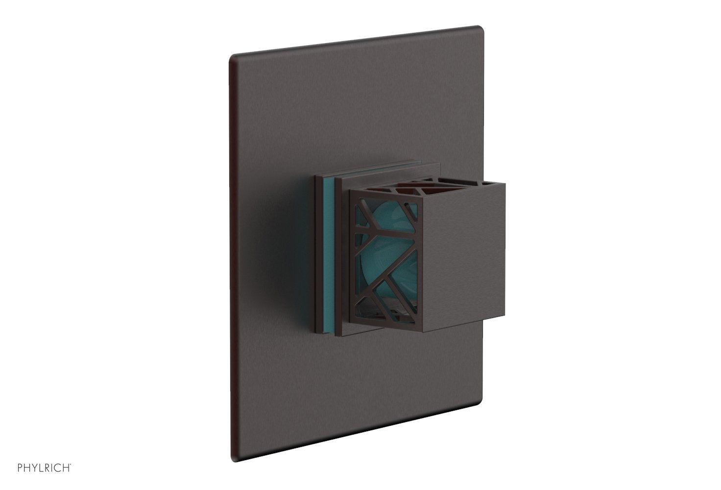 Phylrich JOLIE Thermostatic Shower Trim, Square Handle with "Turquoise" Accents