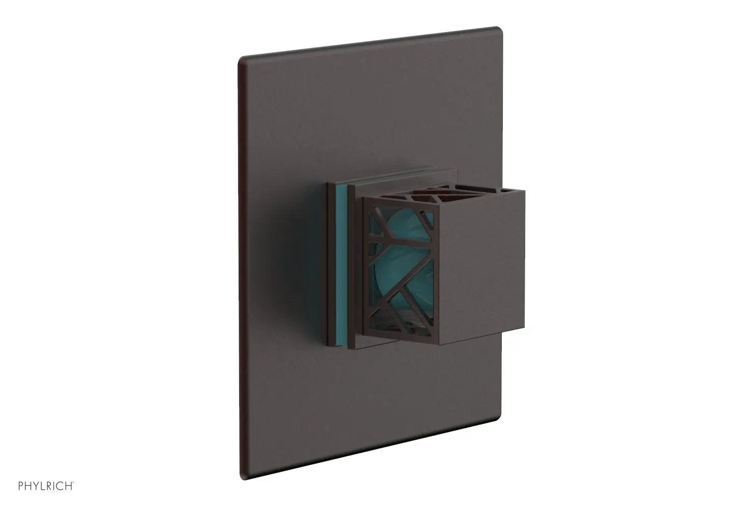 Phylrich JOLIE Pressure Balance Shower Plate & Handle Trim, Square Handle with "Turquoise" Accents by Phylrich