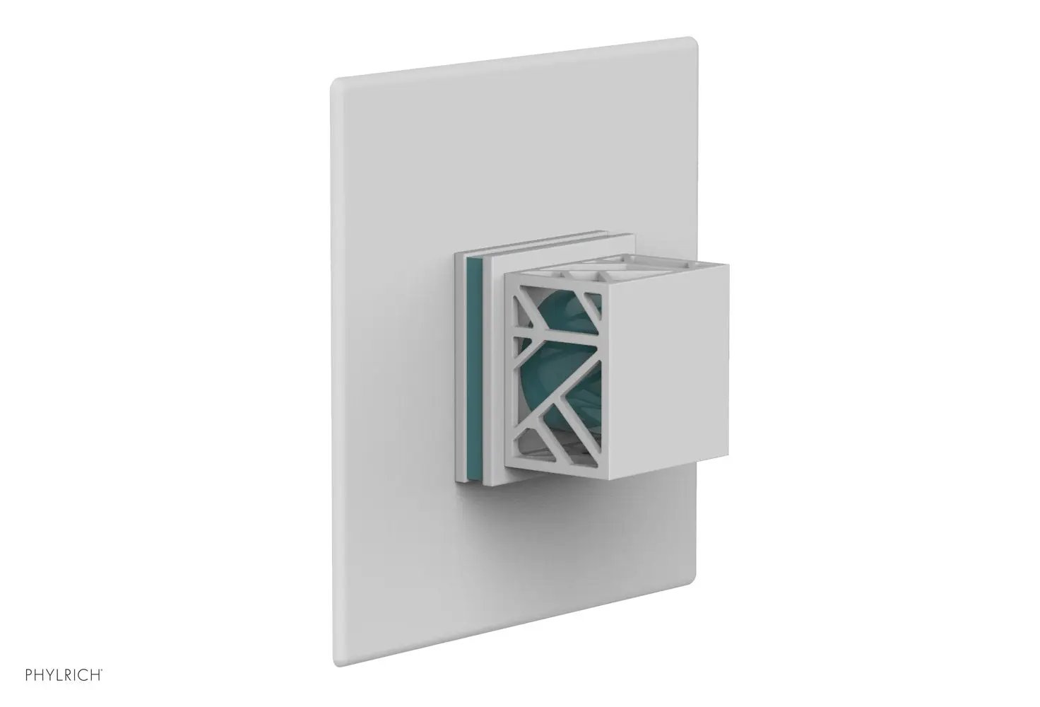 Phylrich JOLIE Pressure Balance Shower Plate & Handle Trim, Square Handle with "Turquoise" Accents by Phylrich