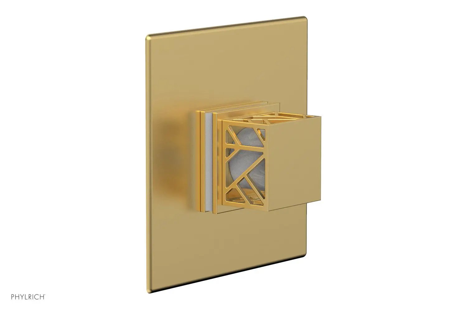 Phylrich JOLIE Pressure Balance Shower Plate & Handle Trim, Square Handle with "White" Accents by Phylrich