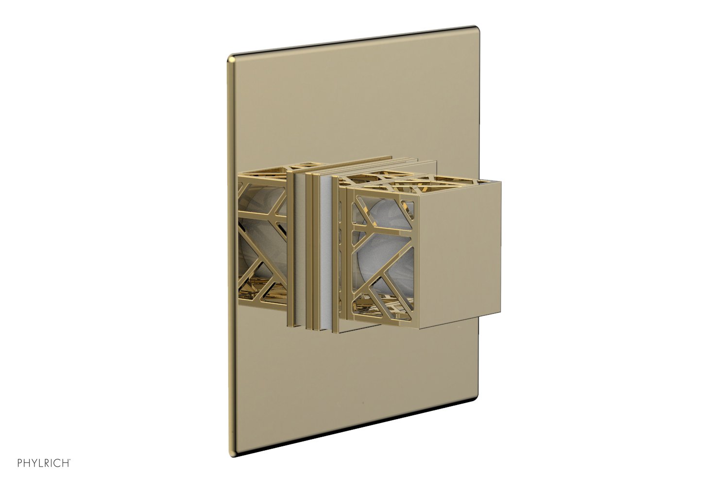 Phylrich JOLIE Pressure Balance Shower Plate & Handle Trim, Square Handle with "White" Accents by Phylrich