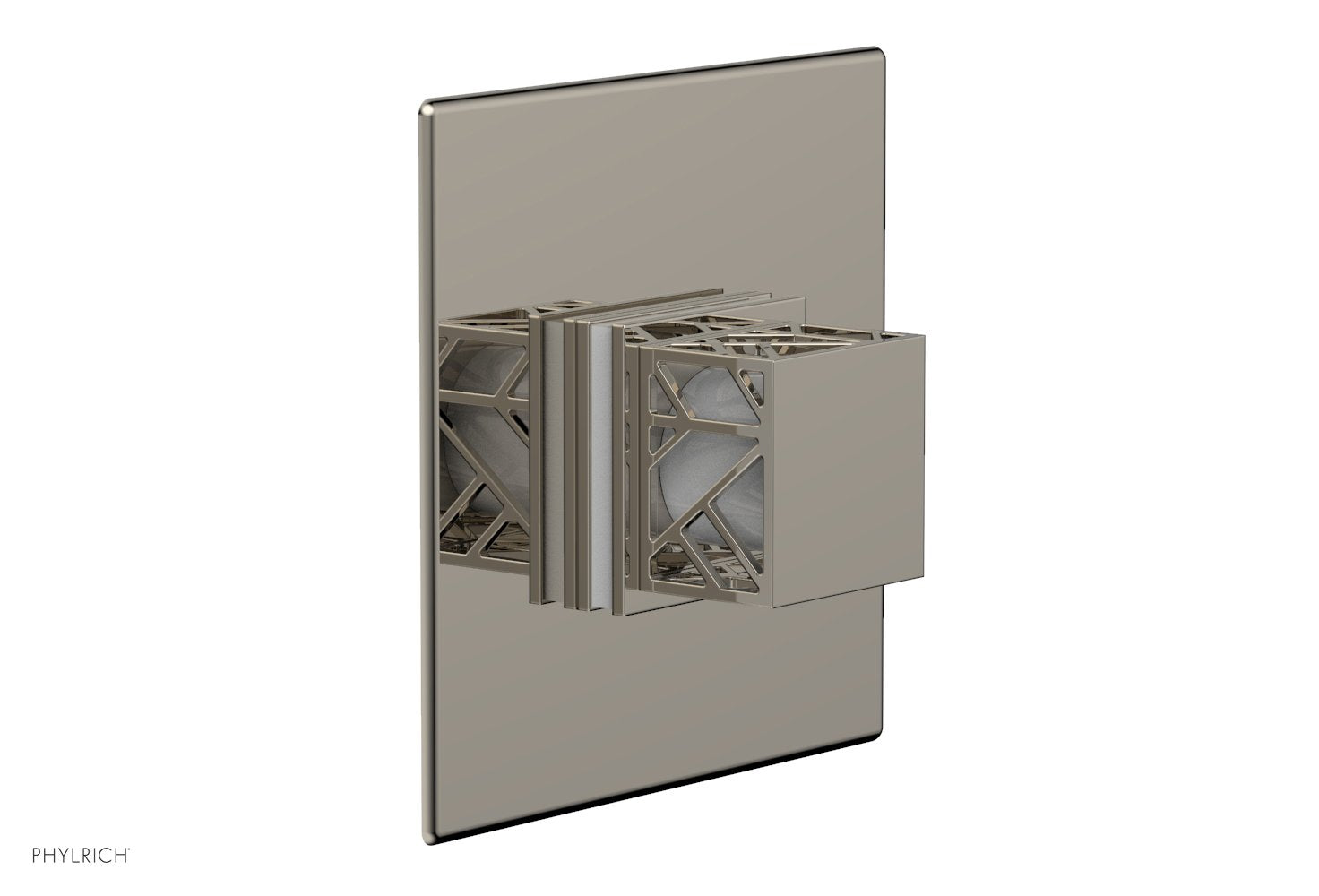 Phylrich JOLIE Thermostatic Shower Trim, Square Handle with "White" Accents