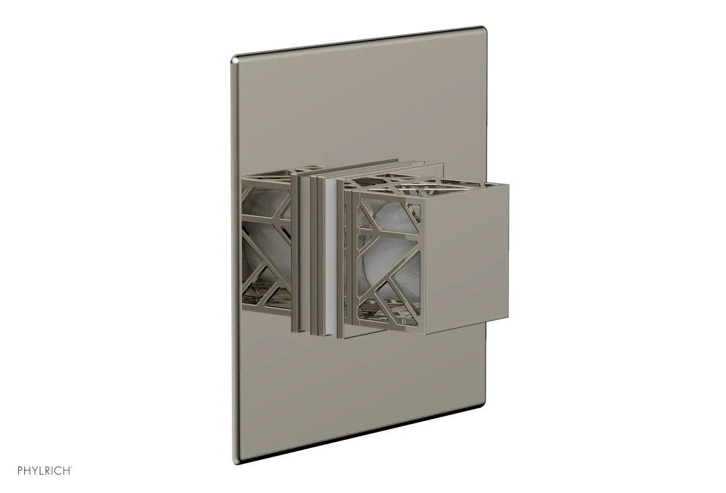 Phylrich JOLIE Thermostatic Shower Trim, Square Handle with "White" Accents by Phylrich