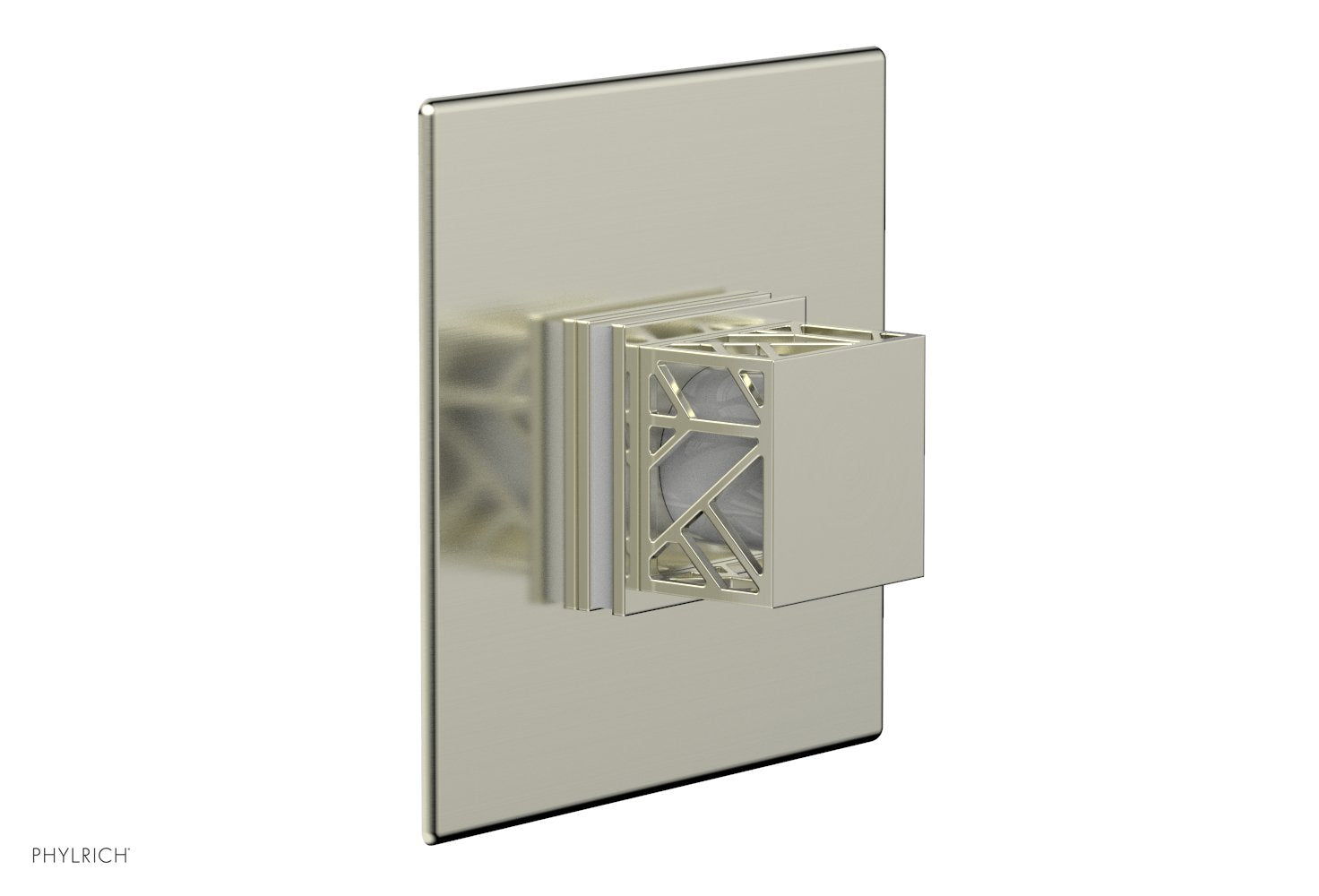 Phylrich JOLIE Thermostatic Shower Trim, Square Handle with "White" Accents
