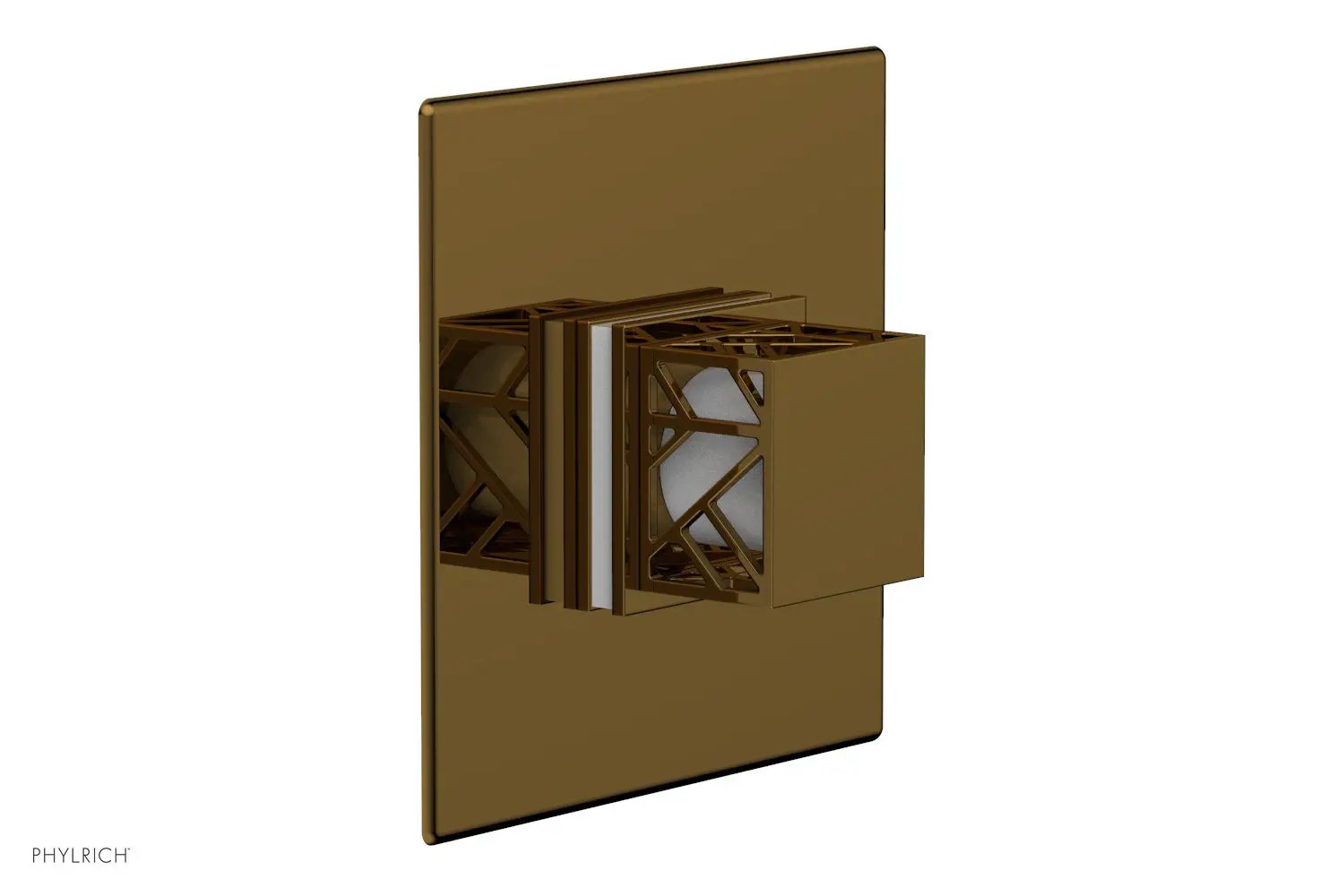 Phylrich JOLIE Pressure Balance Shower Plate & Handle Trim, Square Handle with "White" Accents by Phylrich