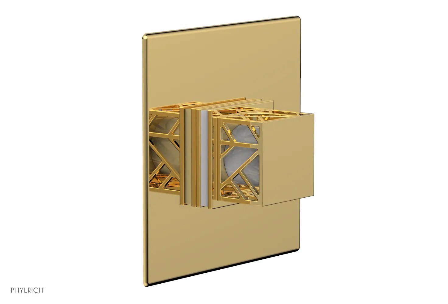 Phylrich JOLIE Thermostatic Shower Trim, Square Handle with "White" Accents by Phylrich