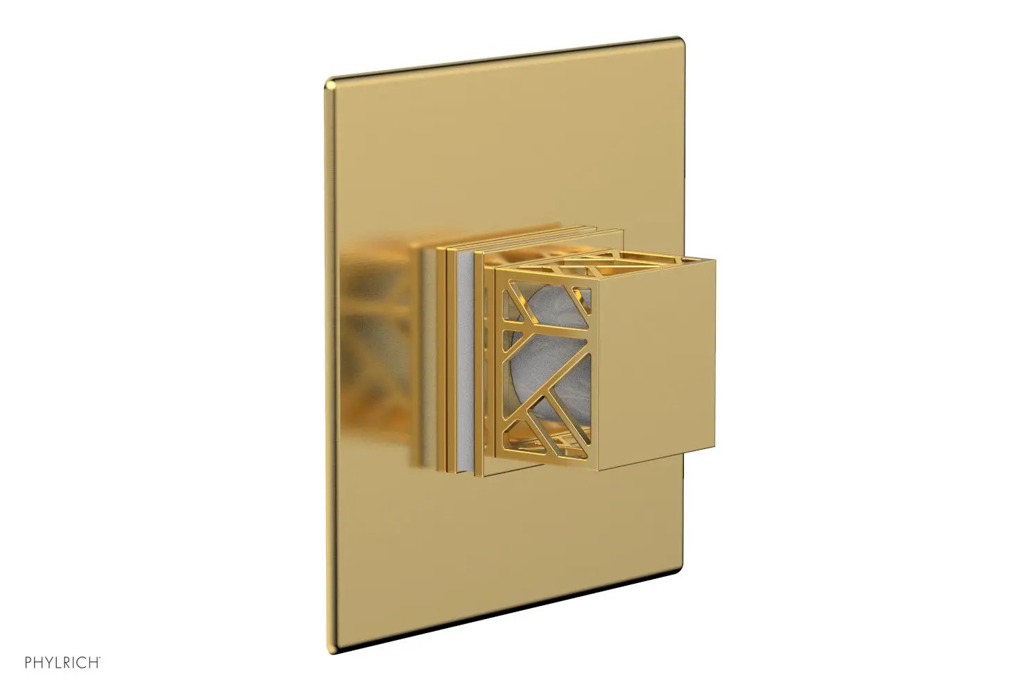 Phylrich JOLIE Pressure Balance Shower Plate & Handle Trim, Square Handle with "White" Accents by Phylrich