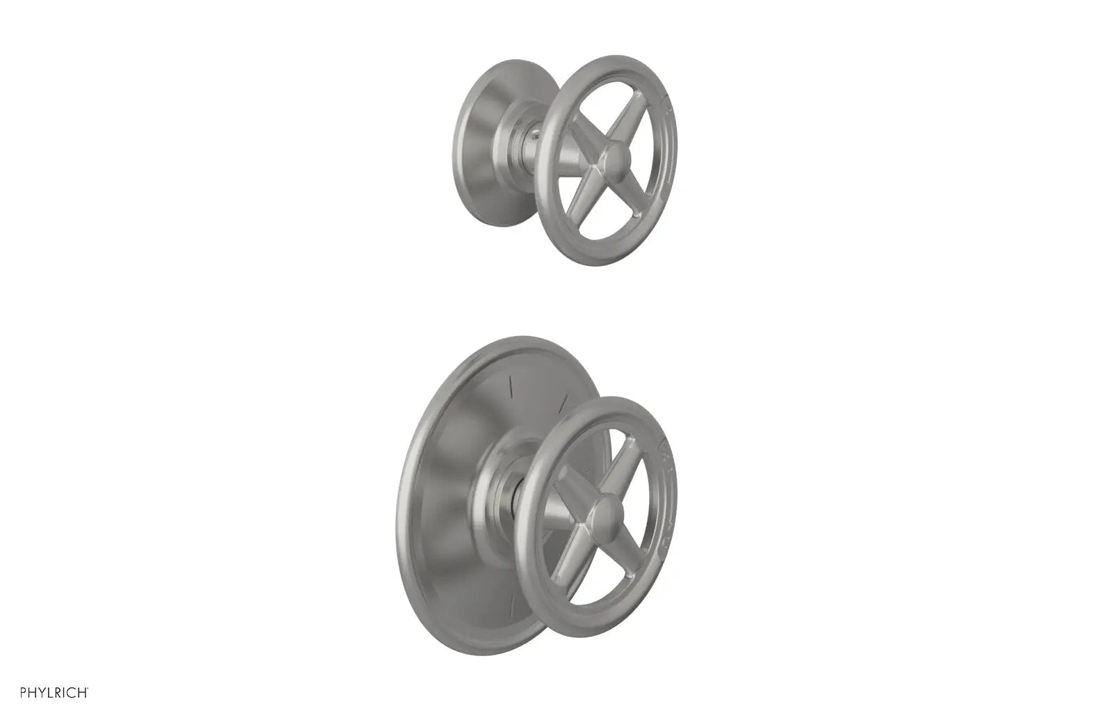 Phylrich WORKS 3/4" Thermostatic Valve with Volume Control or Diverter, Cross Handles by Phylrich