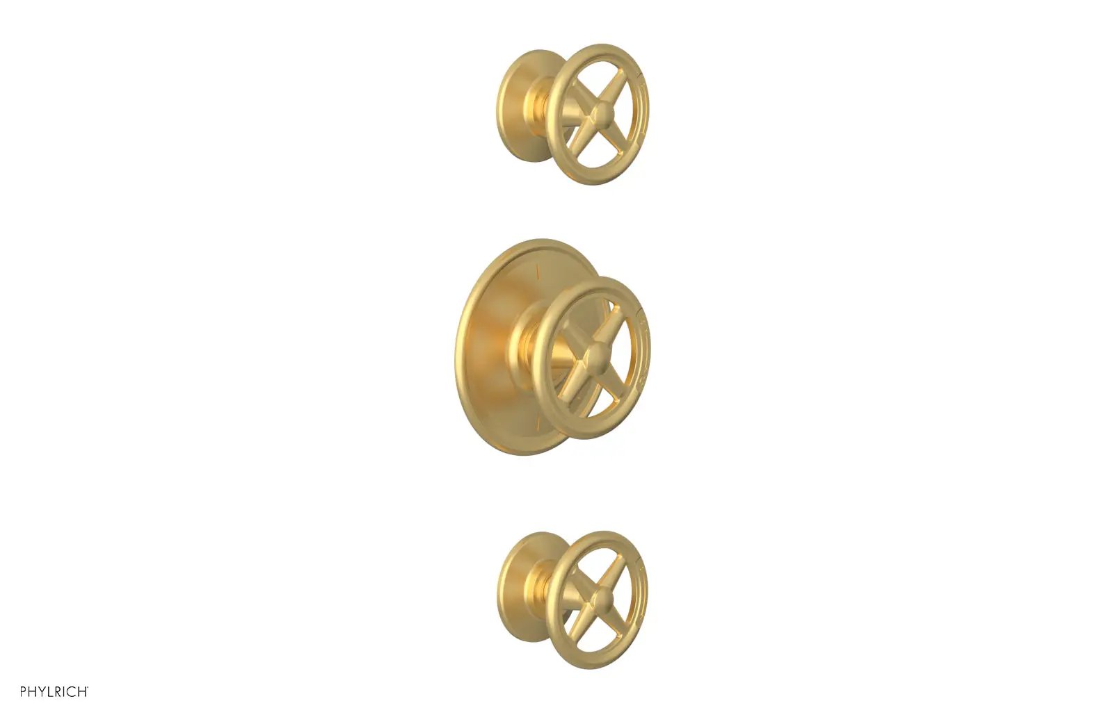 Phylrich WORKS 3/4" Thermostatic Valve with Two Volume Control, Cross Handles by Phylrich