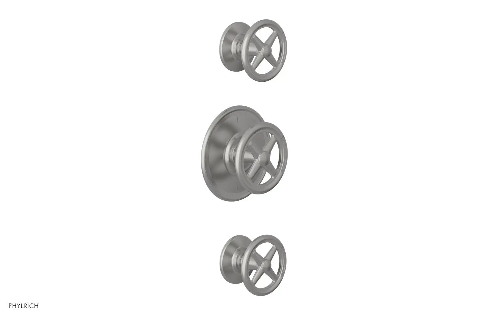 Phylrich WORKS 3/4" Thermostatic Valve with Two Volume Control, Cross Handles by Phylrich