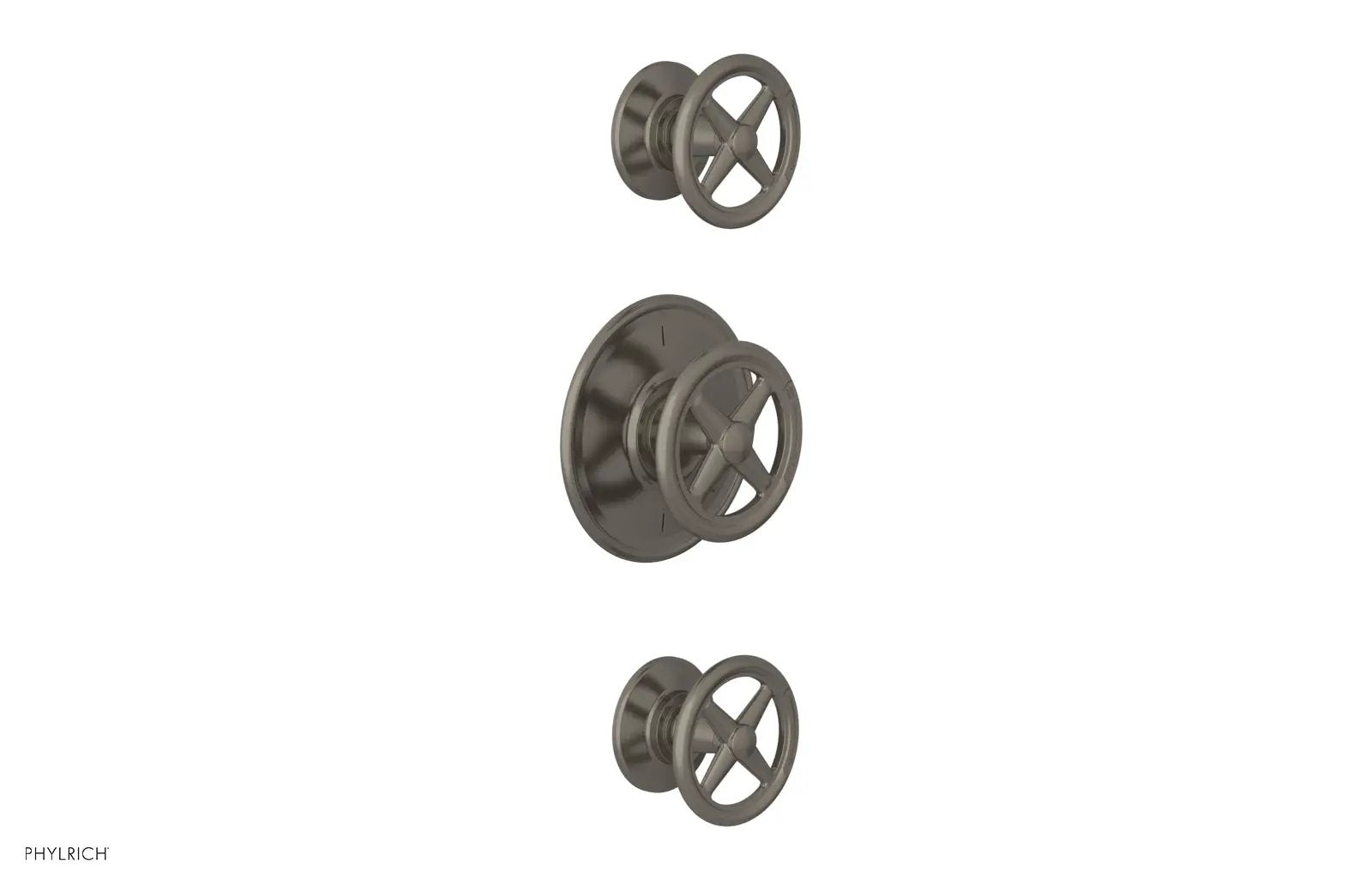 Phylrich WORKS 1/2" Thermostatic Valve with Two Volume Control, Cross Handles by Phylrich