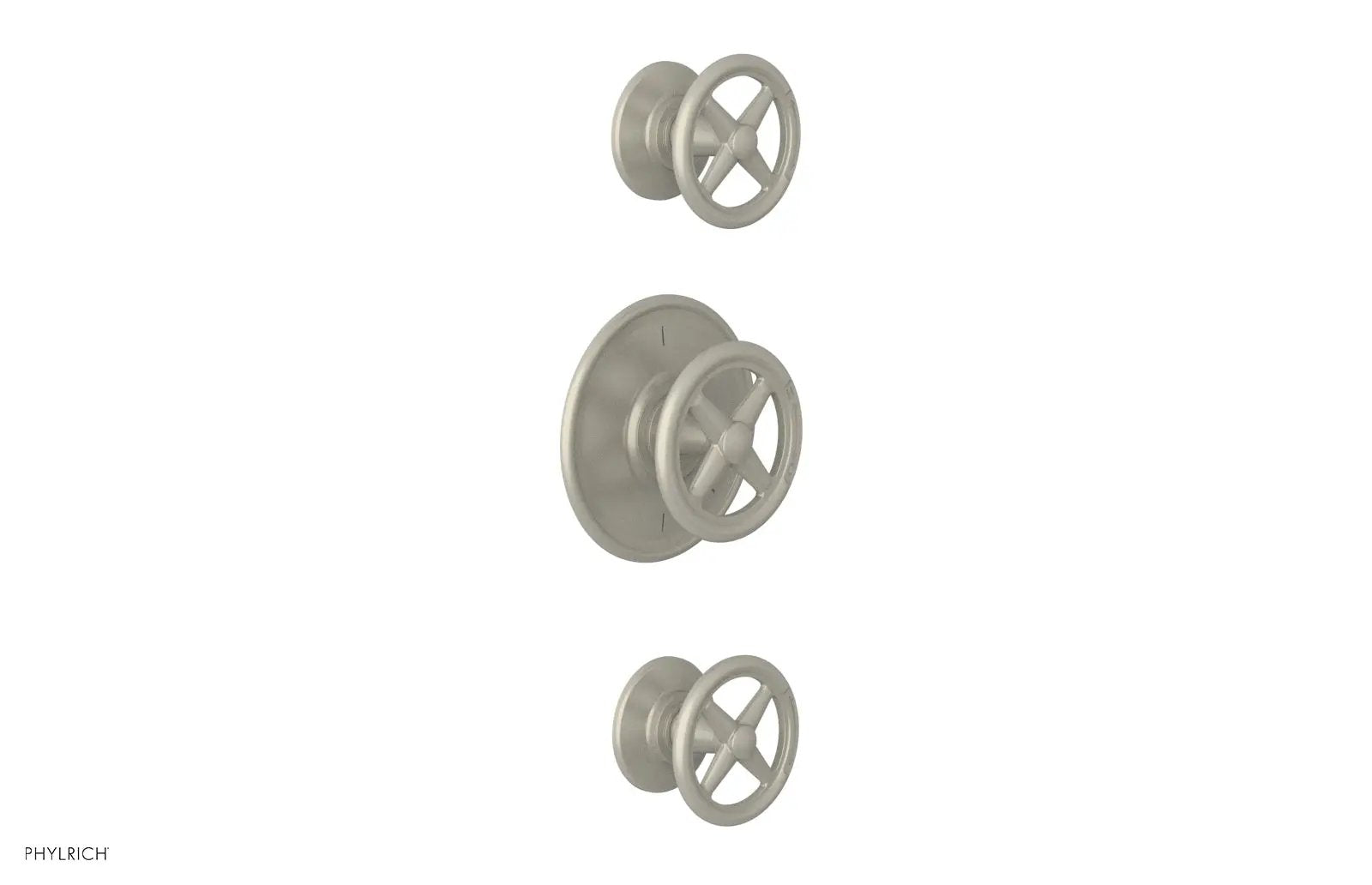 Phylrich WORKS 3/4" Thermostatic Valve with Two Volume Control, Cross Handles by Phylrich
