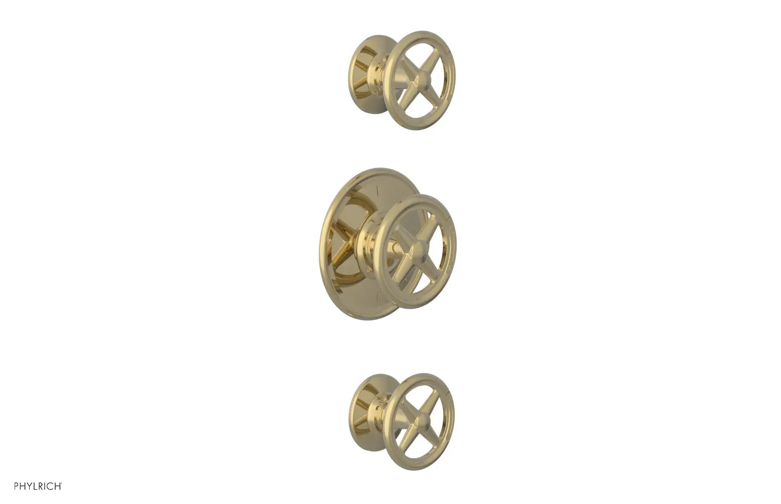Phylrich WORKS 3/4" Thermostatic Valve with Two Volume Control, Cross Handles by Phylrich