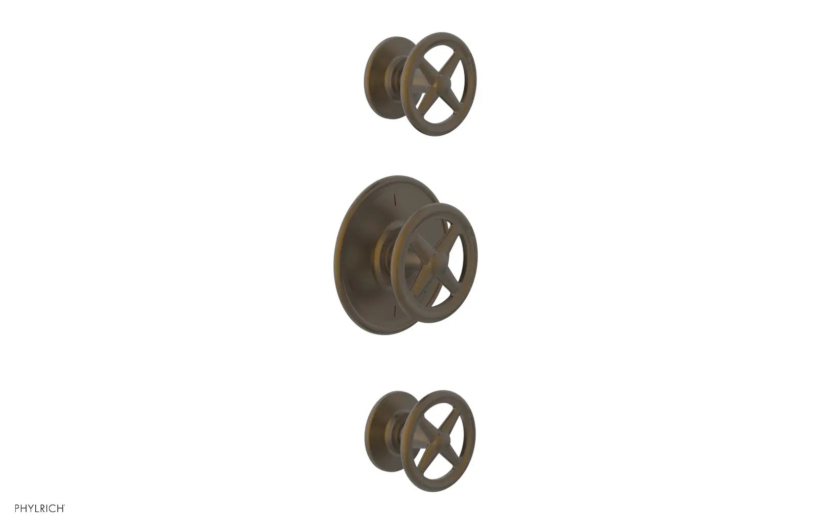 Phylrich WORKS 1/2" Thermostatic Valve with Two Volume Control, Cross Handles by Phylrich