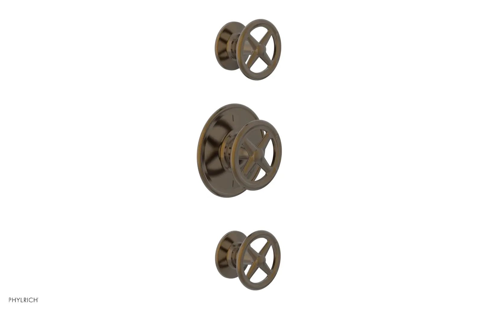 Phylrich WORKS 3/4" Thermostatic Valve with Two Volume Control, Cross Handles by Phylrich