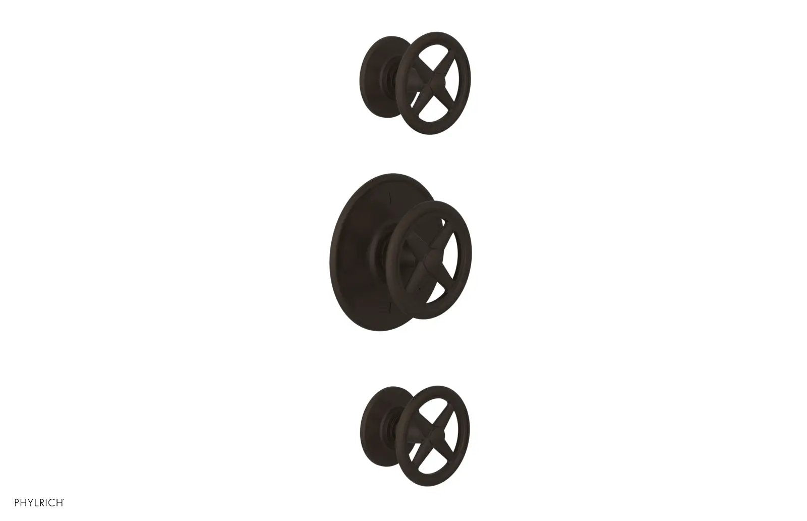 Phylrich WORKS 1/2" Thermostatic Valve with Two Volume Control, Cross Handles by Phylrich