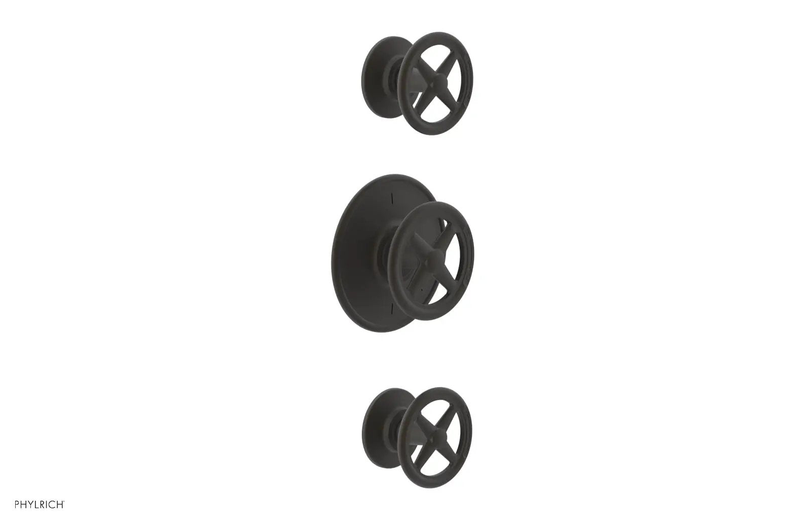 Phylrich WORKS 1/2" Thermostatic Valve with Two Volume Control, Cross Handles by Phylrich