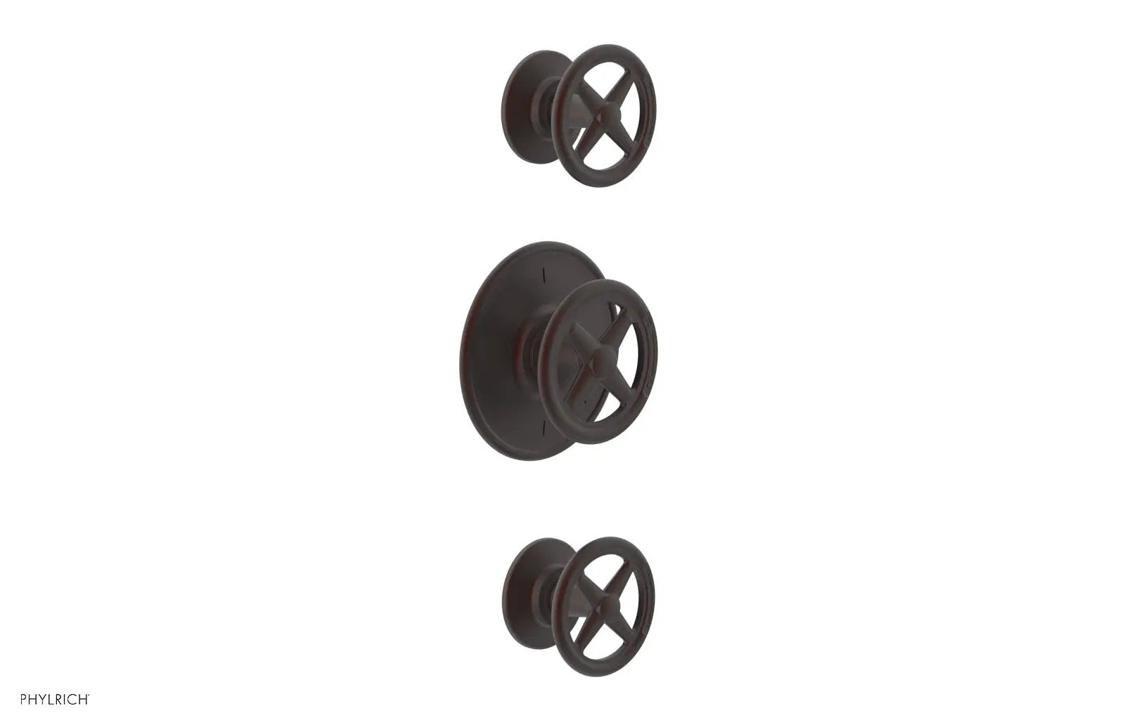 Phylrich WORKS 1/2" Thermostatic Valve with Two Volume Control, Cross Handles by Phylrich
