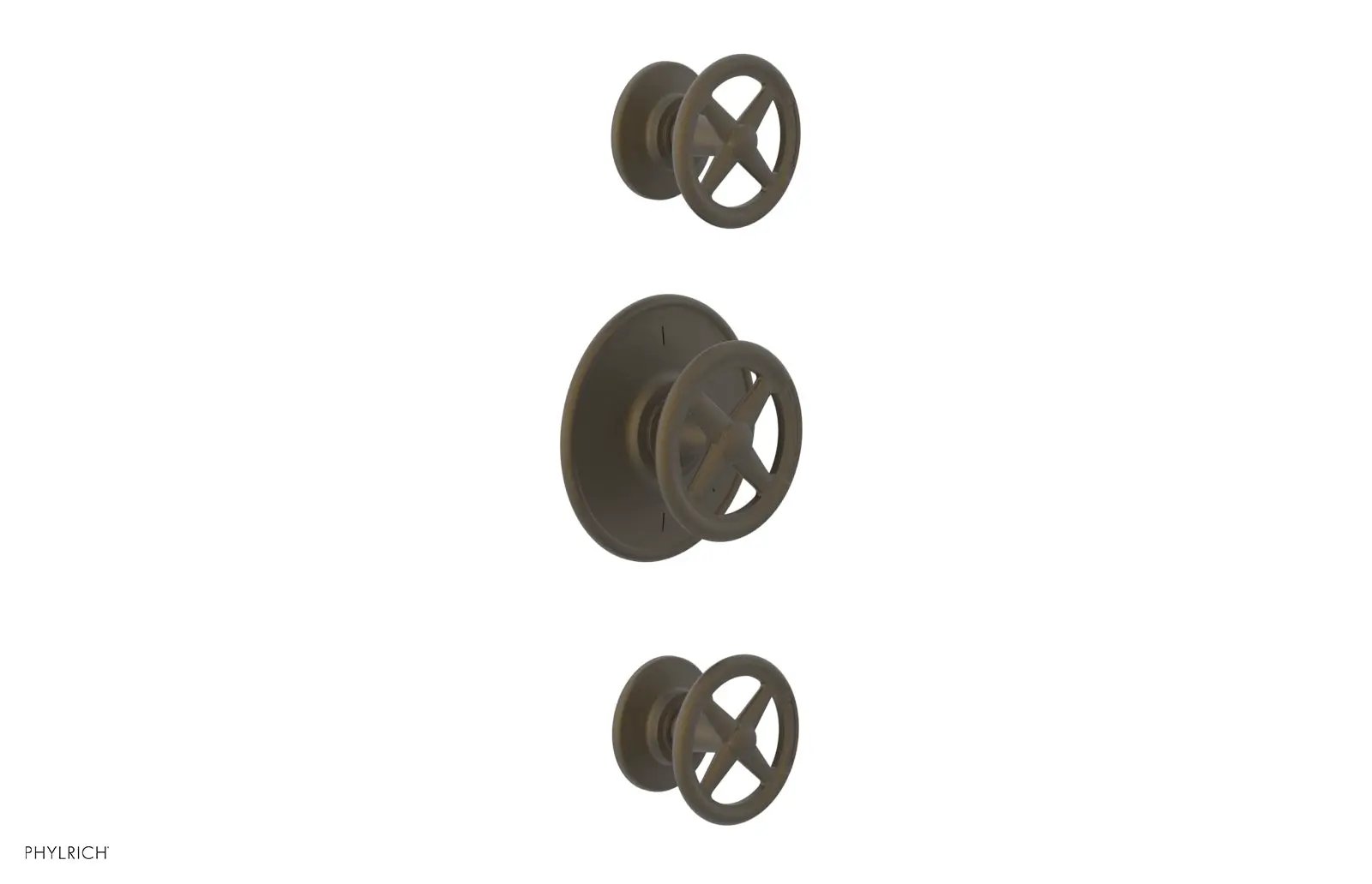 Phylrich WORKS 3/4" Thermostatic Valve with Two Volume Control, Cross Handles by Phylrich