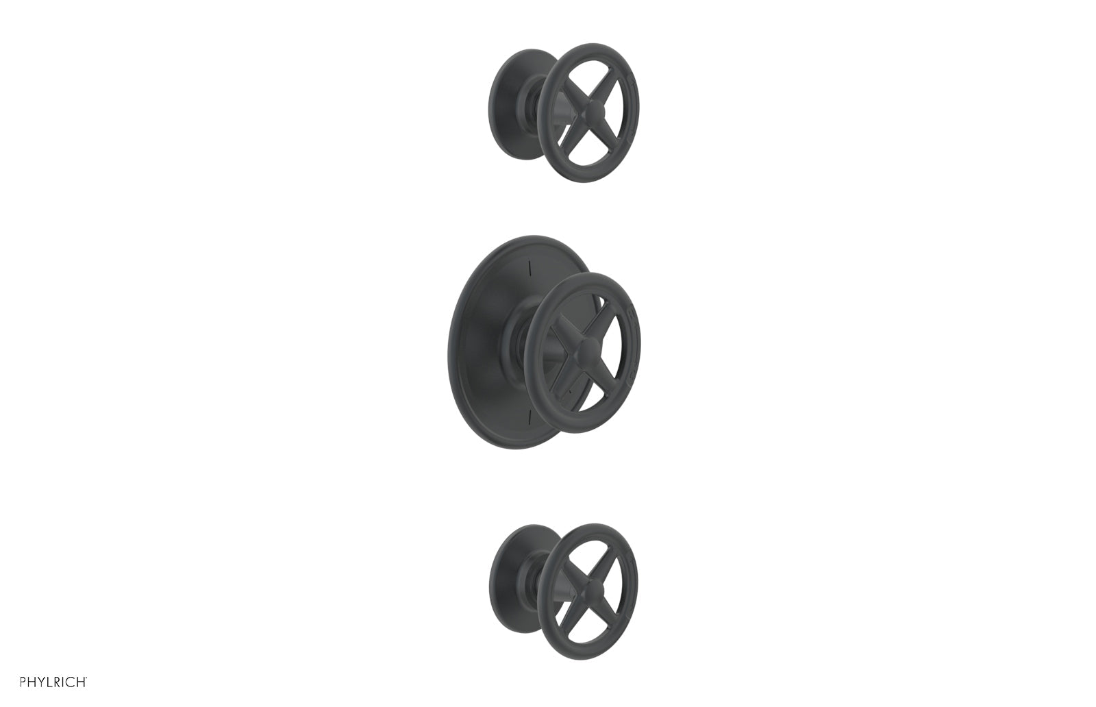 Phylrich WORKS 1/2" Thermostatic Valve with Two Volume Control, Cross Handles