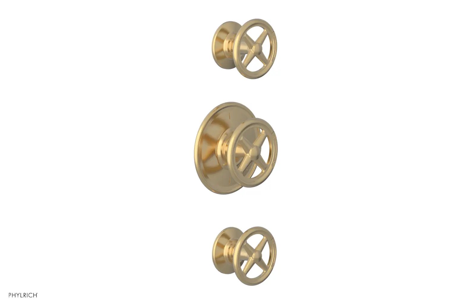 Phylrich WORKS 3/4" Thermostatic Valve with Two Volume Control, Cross Handles by Phylrich