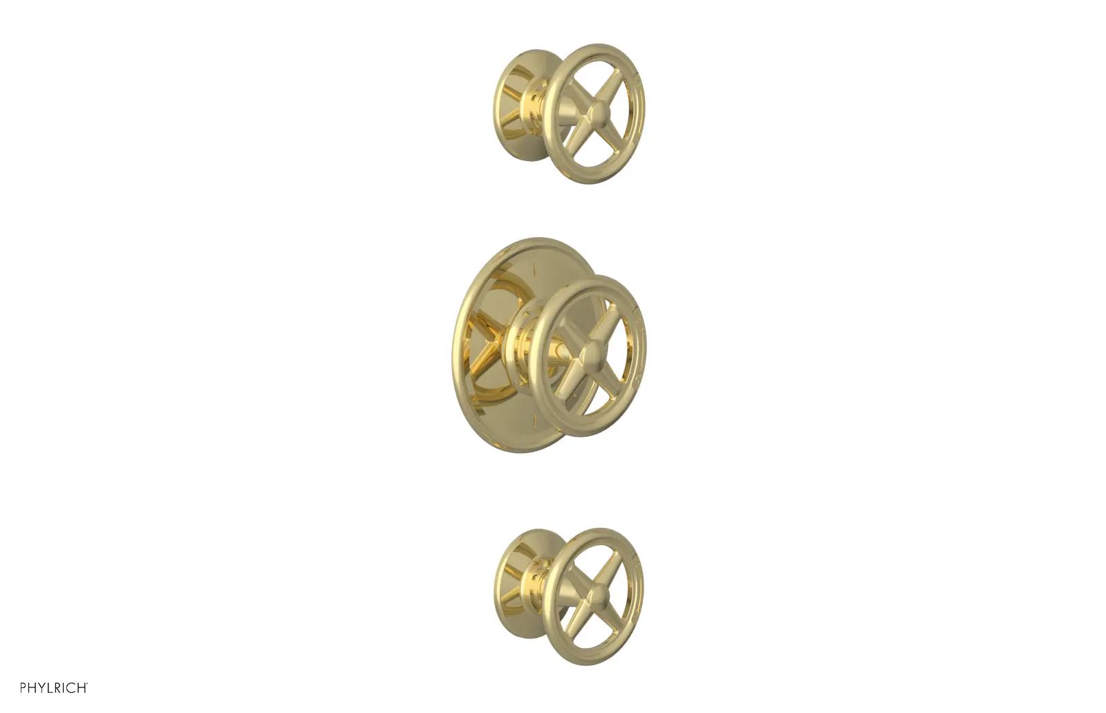 Phylrich WORKS 1/2" Thermostatic Valve with Two Volume Control, Cross Handles by Phylrich