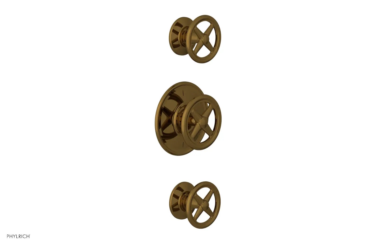 Phylrich WORKS 3/4" Thermostatic Valve with Two Volume Control, Cross Handles by Phylrich