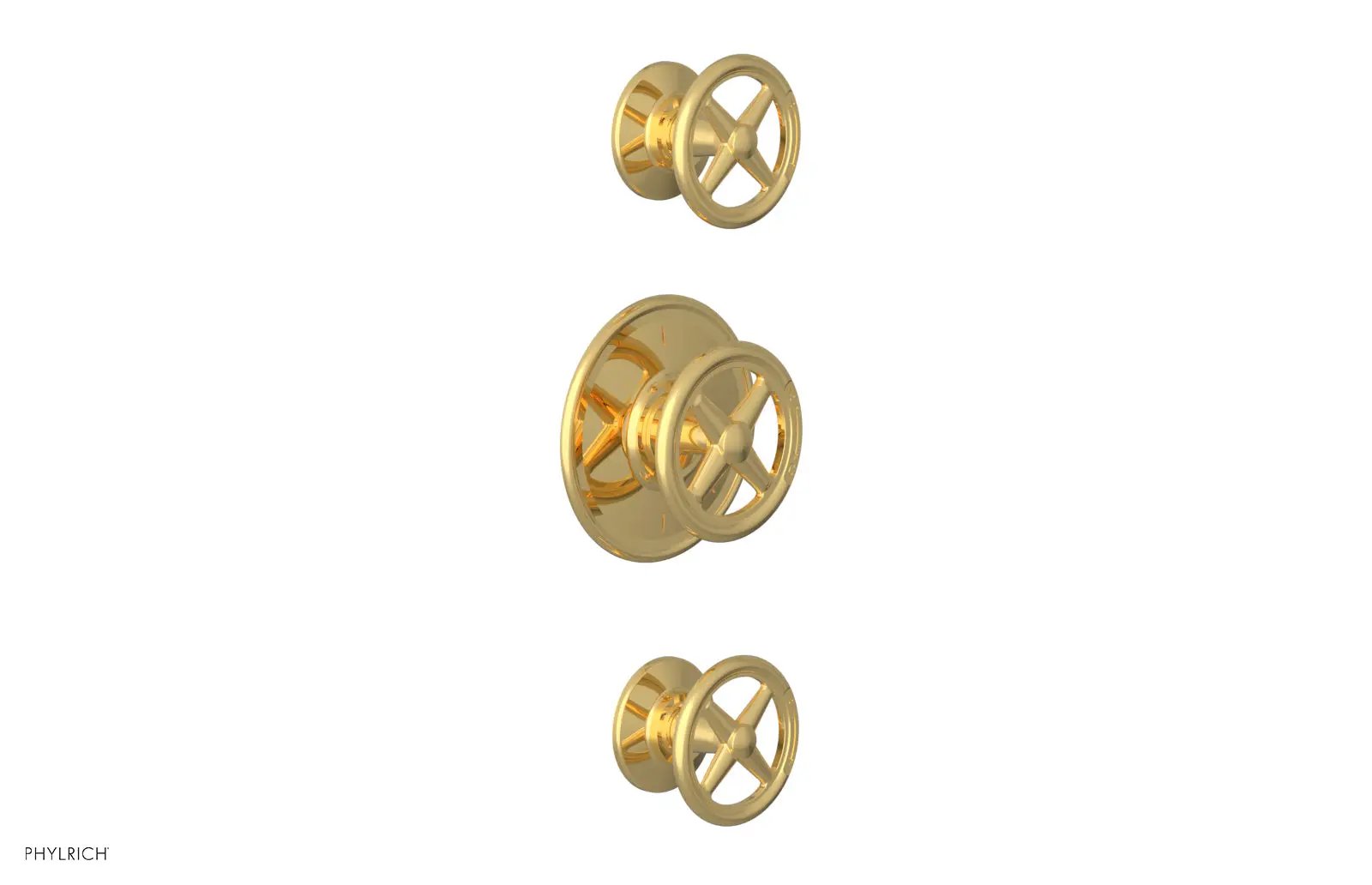 Phylrich WORKS 3/4" Thermostatic Valve with Two Volume Control, Cross Handles by Phylrich