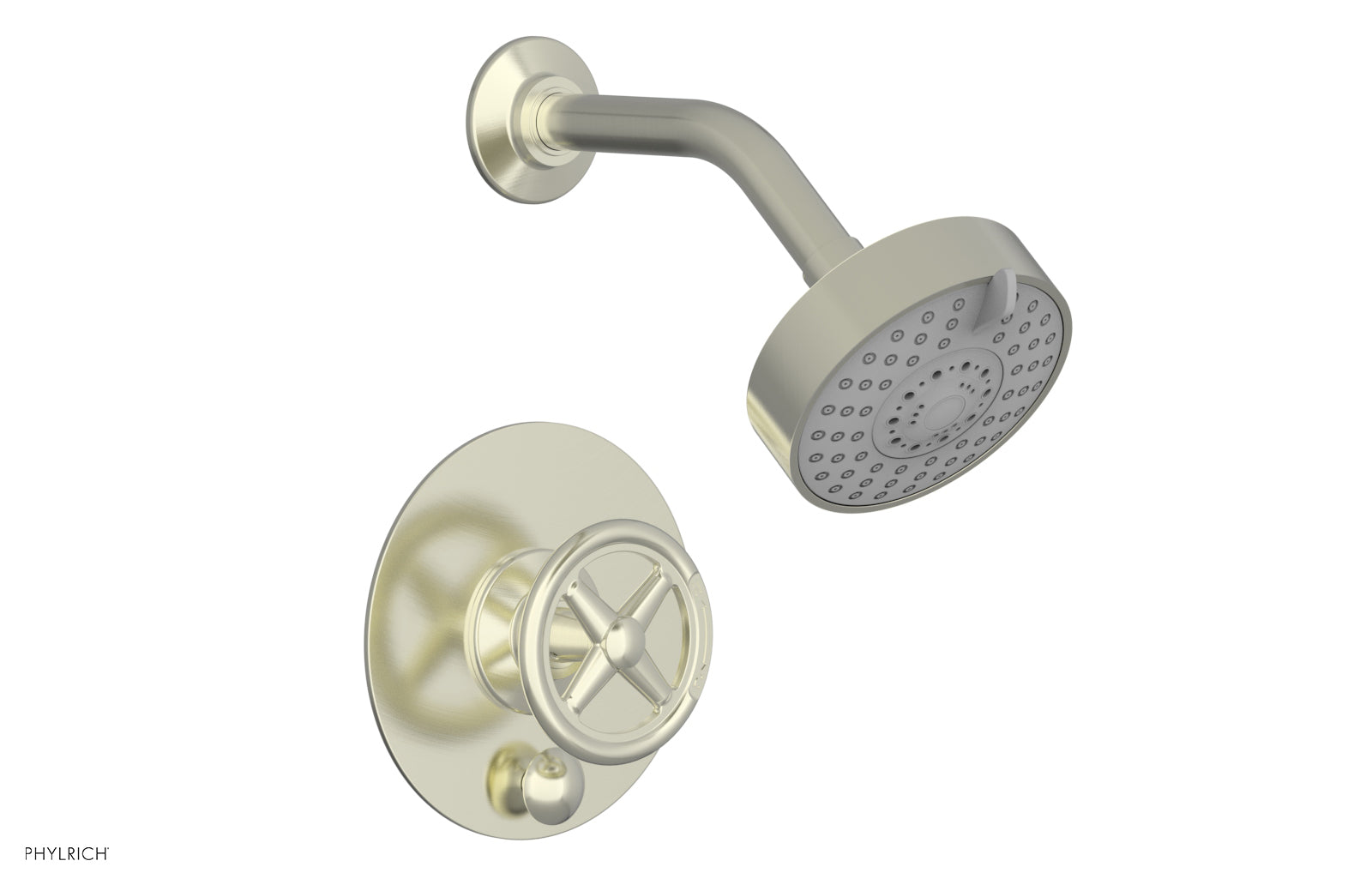 Phylrich WORKS Pressure Balance Shower and Diverter Set (Less Spout), Cross Handle