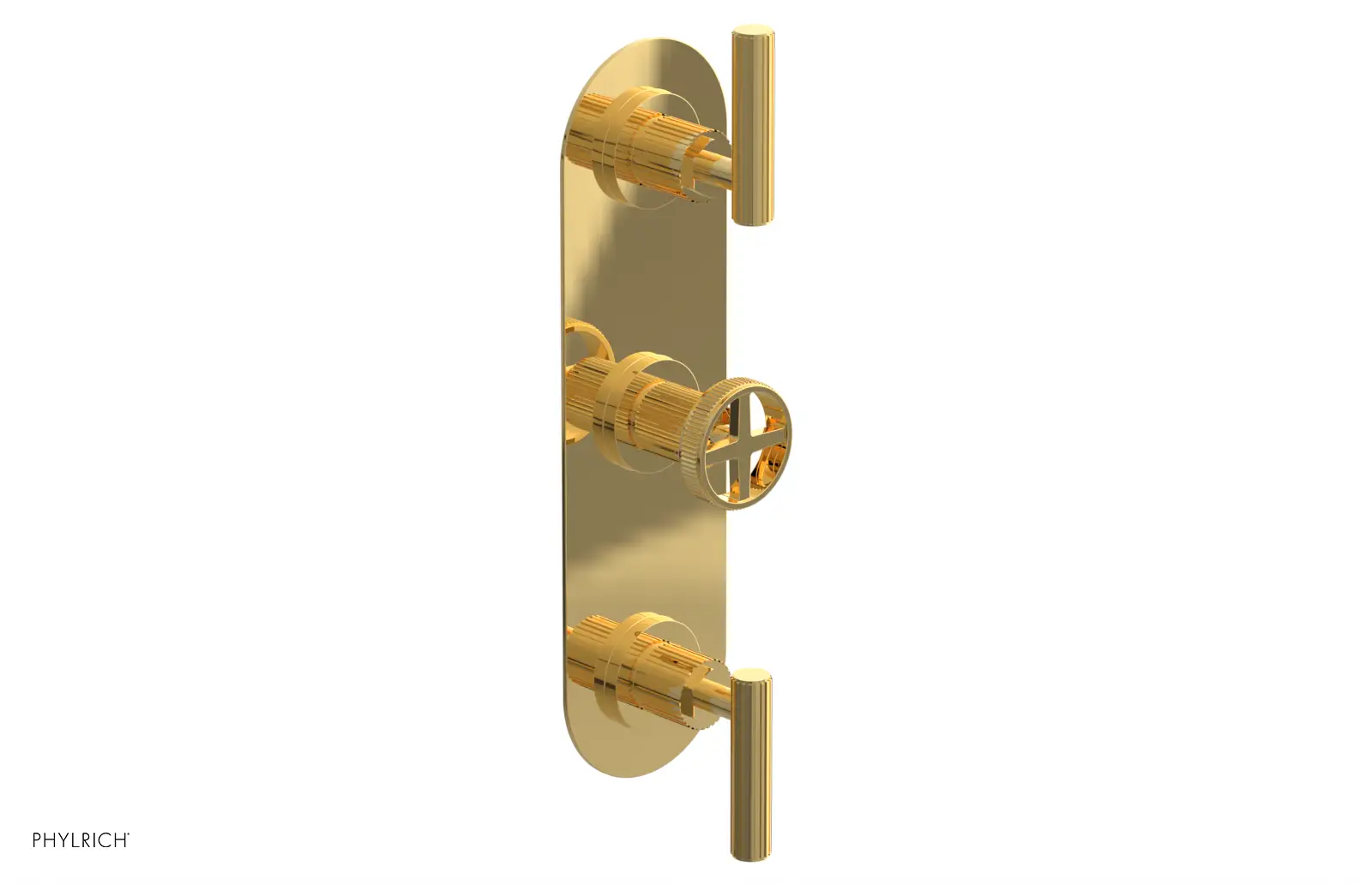 Phylrich Dustrie Grooved Thermostatic Valve with Two Volume Control by Phylrich