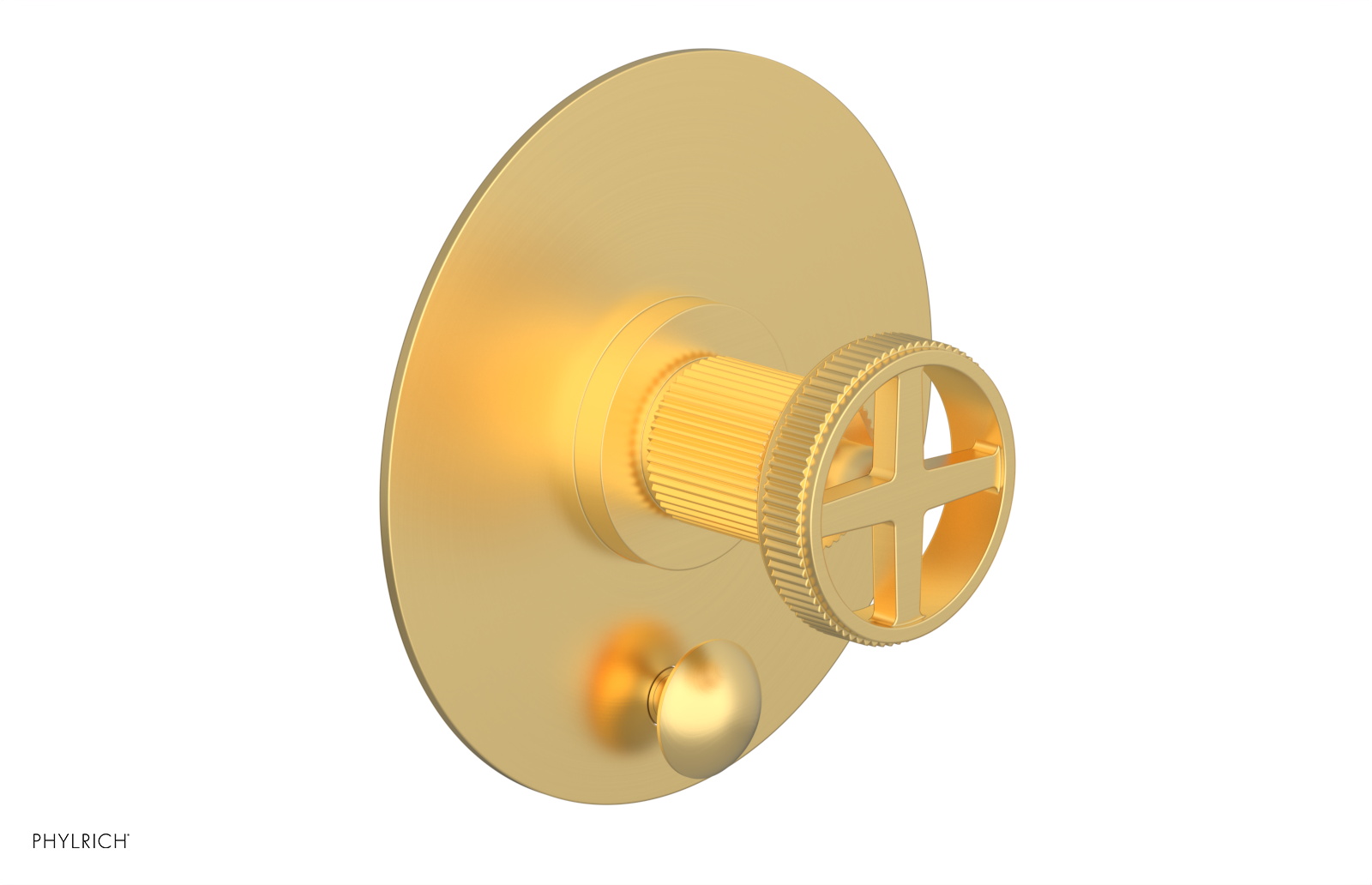 Phylrich Dustrie Grooved Pressure Balance Shower Plate with Diverter and Cross Handle Trim Set