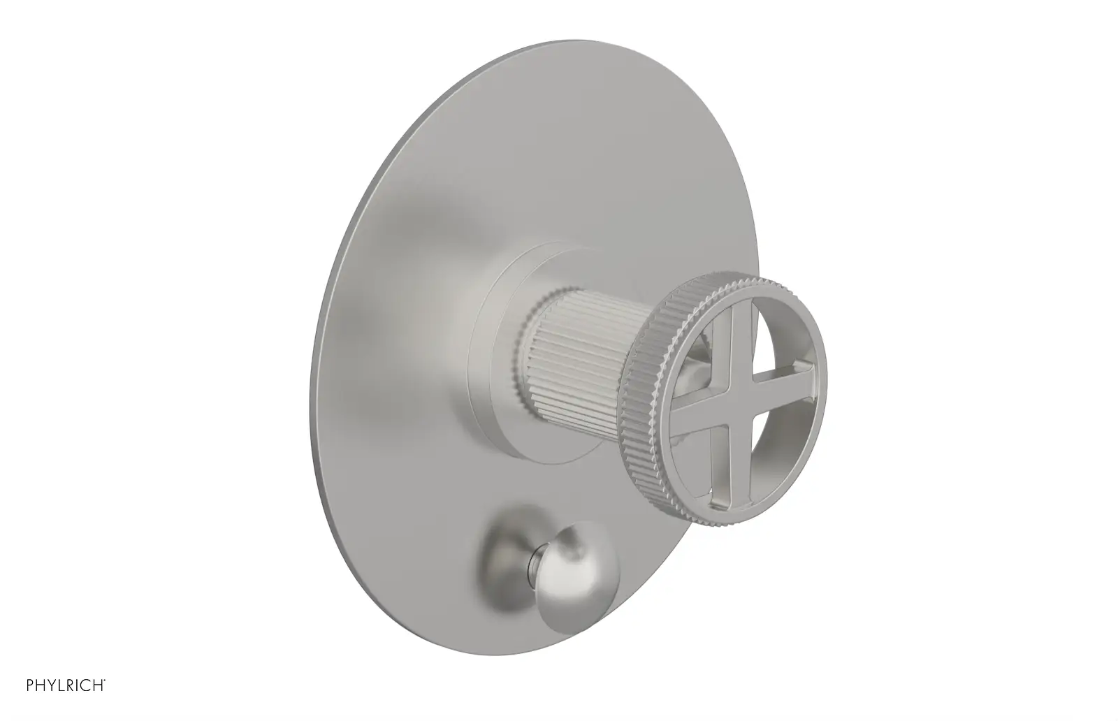 Phylrich Dustrie Grooved Pressure Balance Shower Plate with Diverter and Cross Handle Trim Set by Phylrich