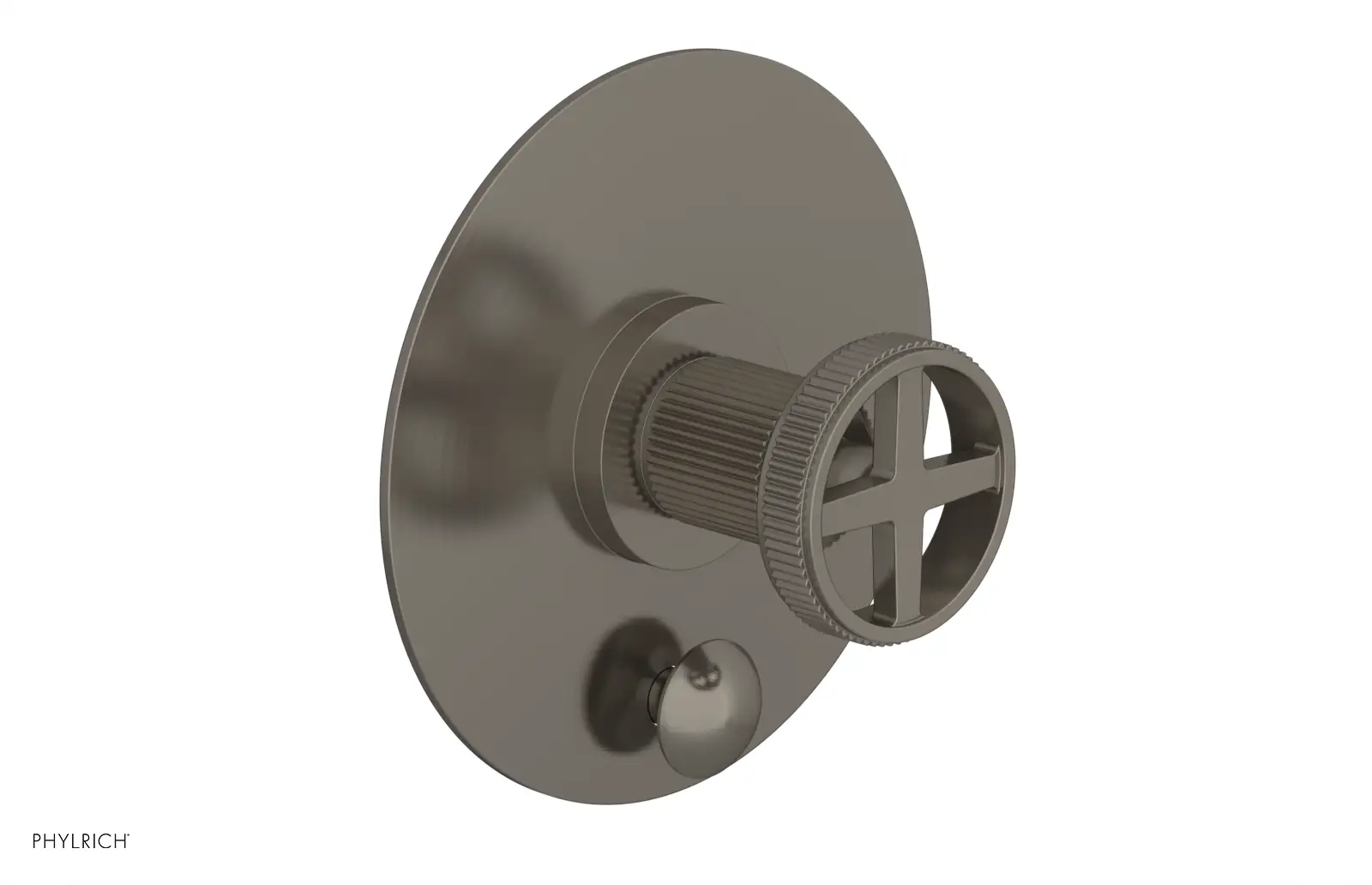 Phylrich Dustrie Grooved Pressure Balance Shower Plate with Diverter and Cross Handle Trim Set by Phylrich