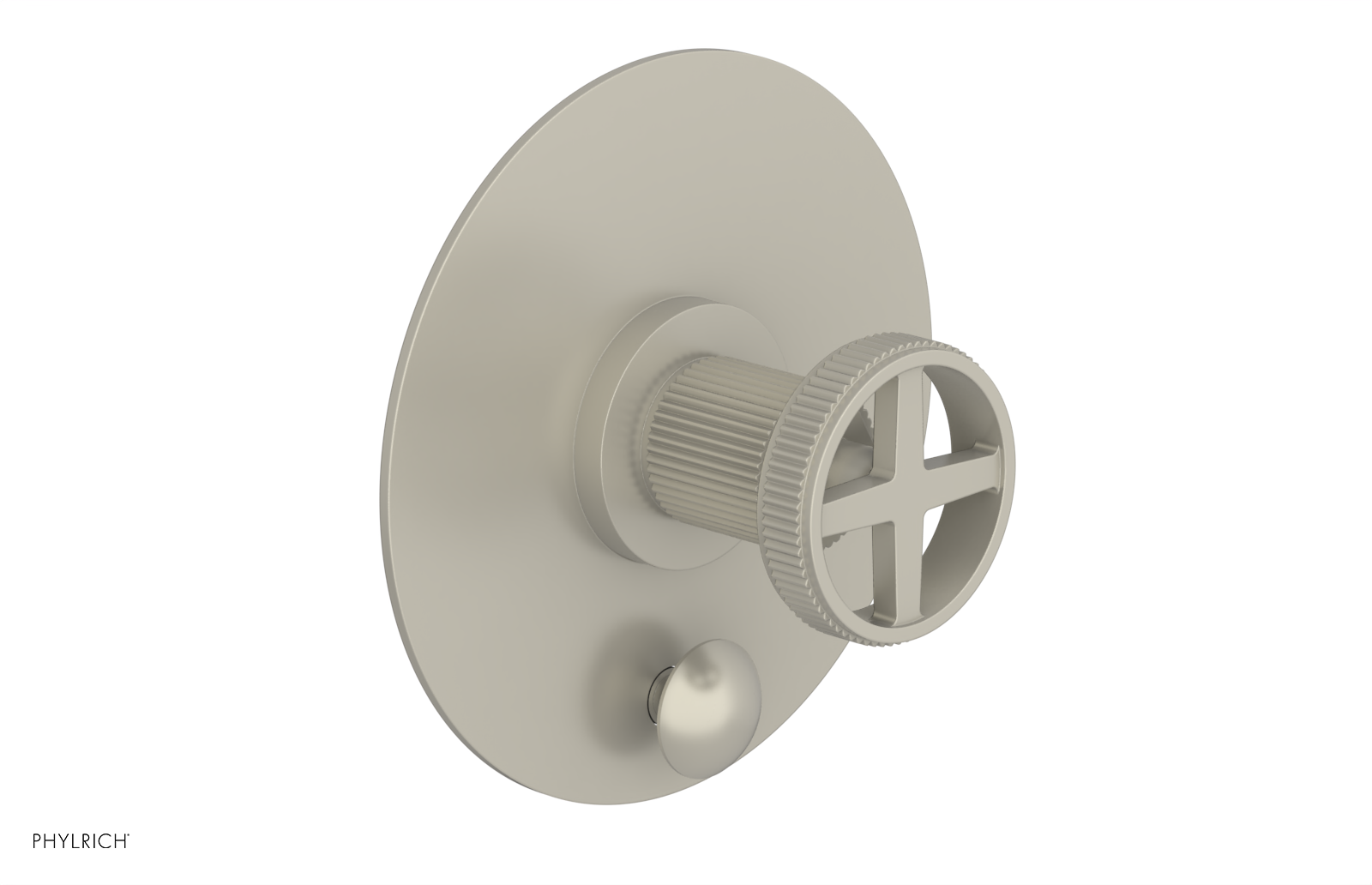 Phylrich Dustrie Grooved Pressure Balance Shower Plate with Diverter and Cross Handle Trim Set