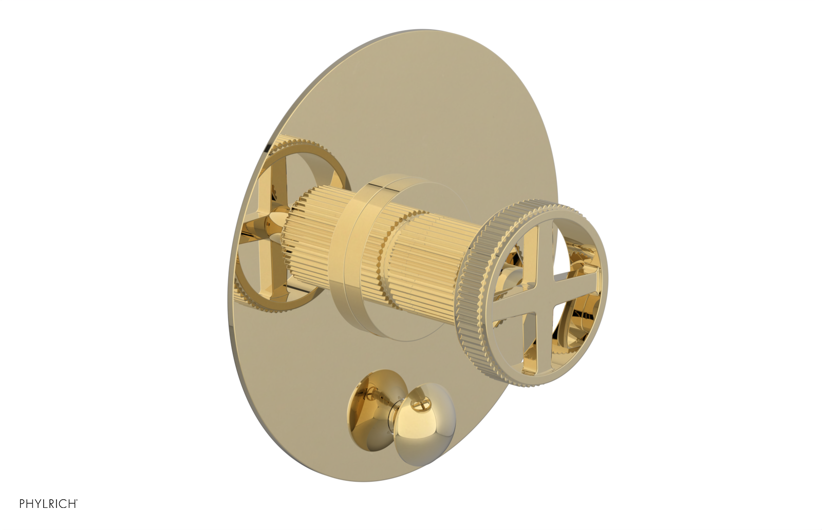 Phylrich Dustrie Grooved Pressure Balance Shower Plate with Diverter and Cross Handle Trim Set