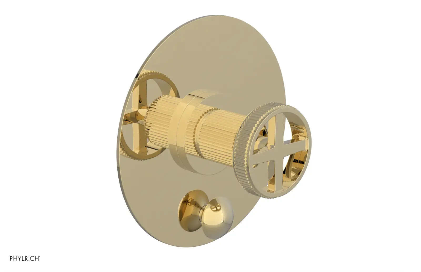 Phylrich Dustrie Grooved Pressure Balance Shower Plate with Diverter and Cross Handle Trim Set by Phylrich