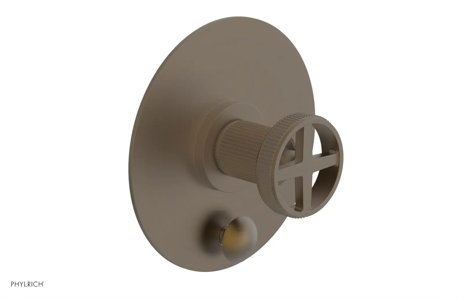 Phylrich Dustrie Grooved Pressure Balance Shower Plate with Diverter and Cross Handle Trim Set by Phylrich