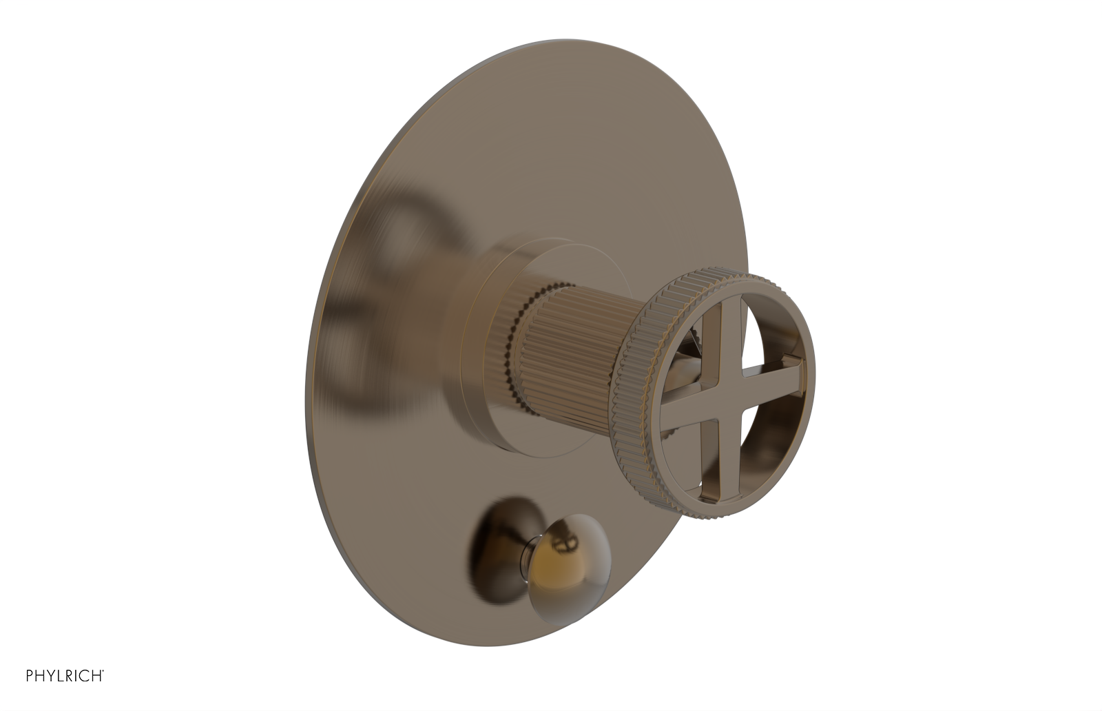 Phylrich Dustrie Grooved Pressure Balance Shower Plate with Diverter and Cross Handle Trim Set