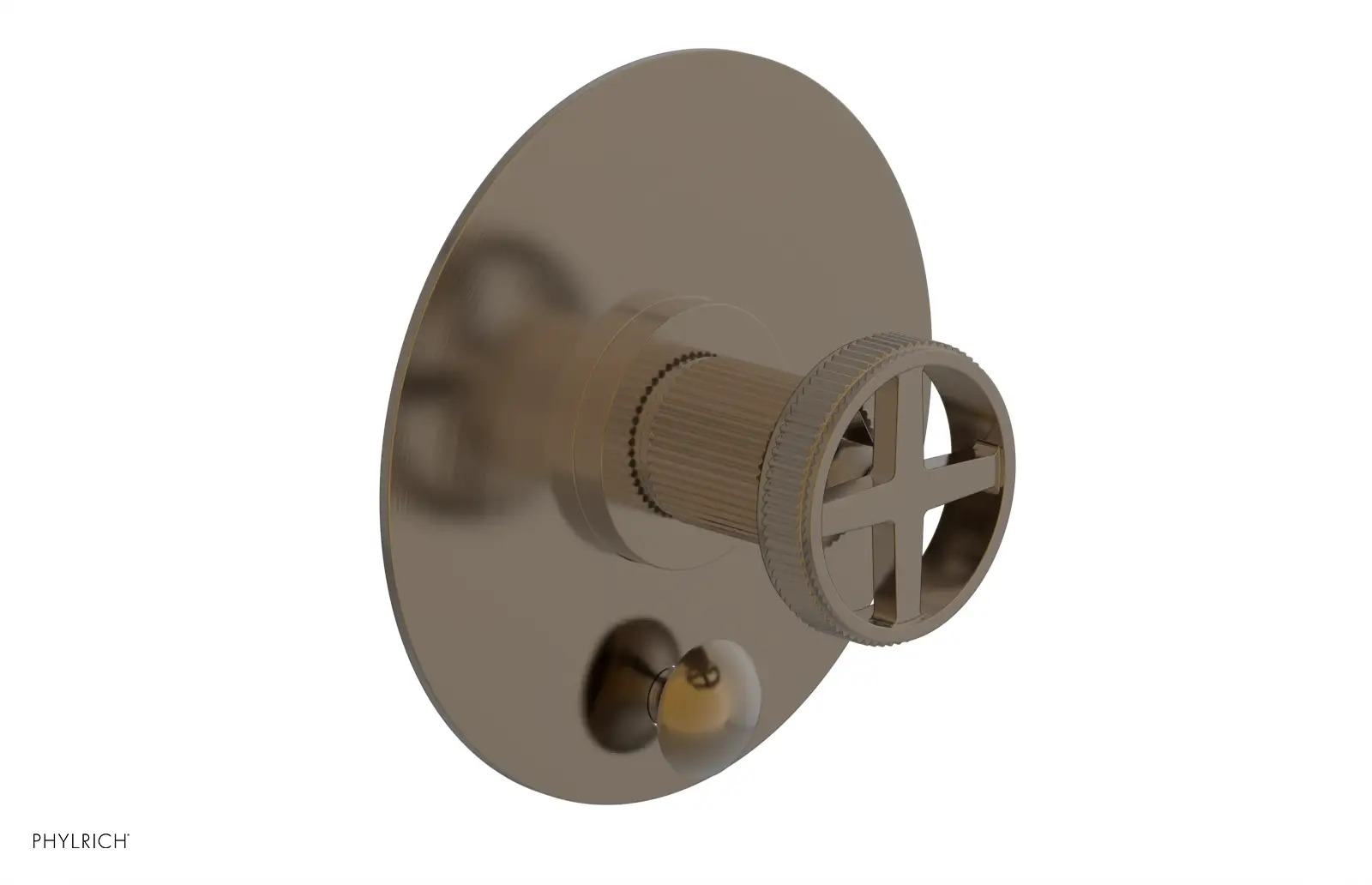 Phylrich Dustrie Grooved Pressure Balance Shower Plate with Diverter and Cross Handle Trim Set by Phylrich