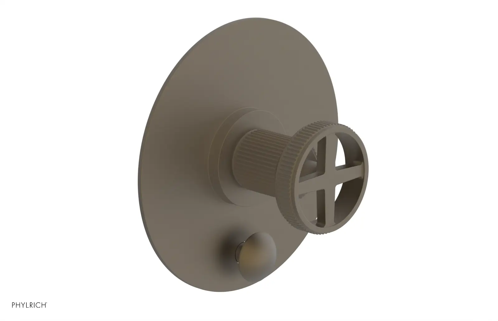 Phylrich Dustrie Grooved Pressure Balance Shower Plate with Diverter and Cross Handle Trim Set by Phylrich
