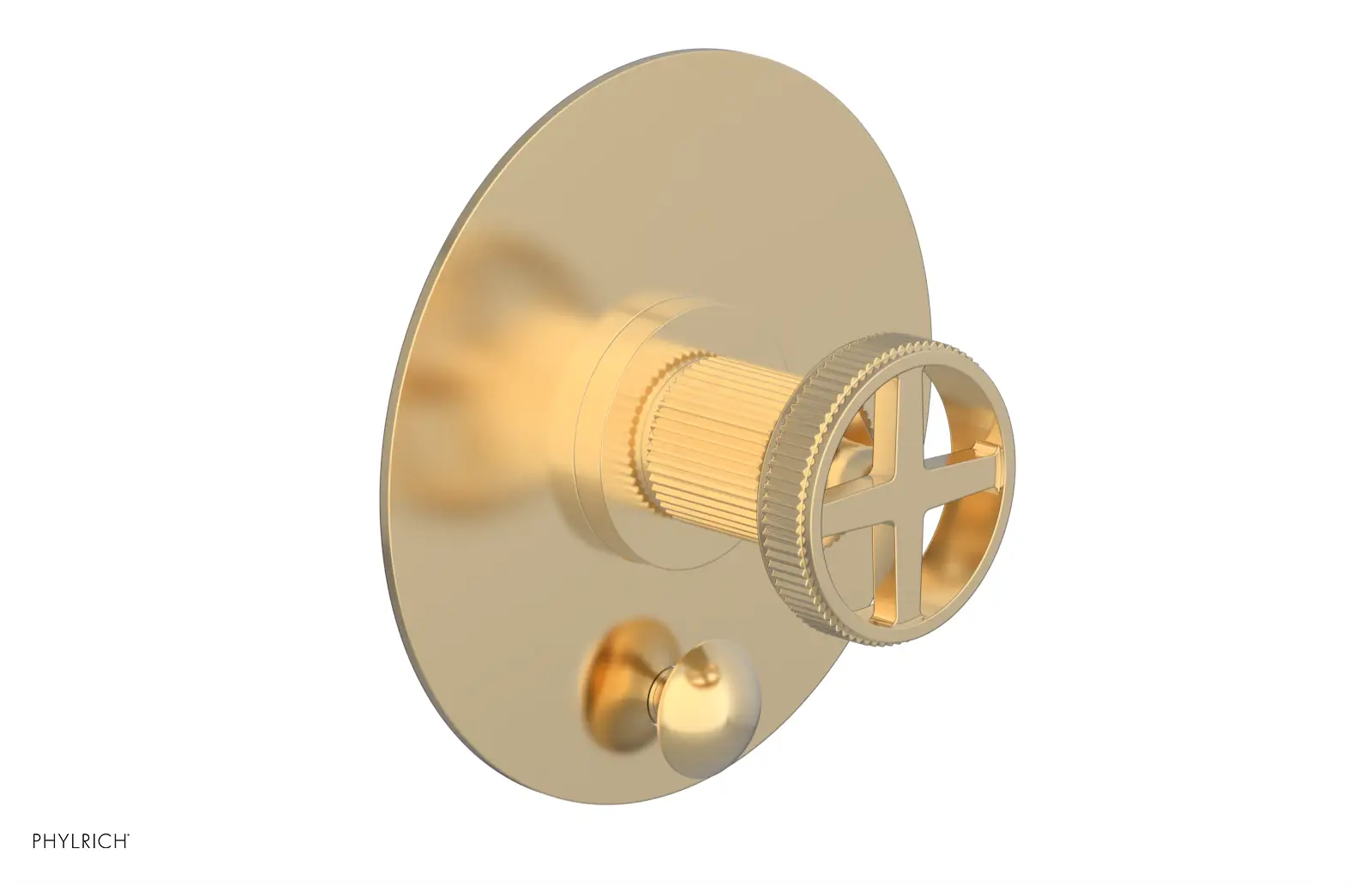 Phylrich Dustrie Grooved Pressure Balance Shower Plate with Diverter and Cross Handle Trim Set by Phylrich