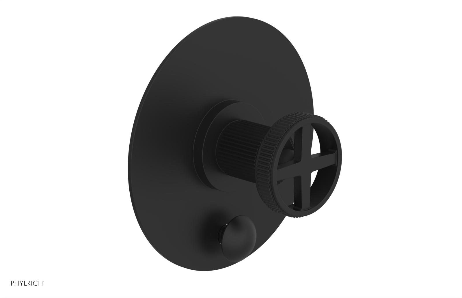 Phylrich Dustrie Grooved Pressure Balance Shower Plate with Diverter and Cross Handle Trim Set