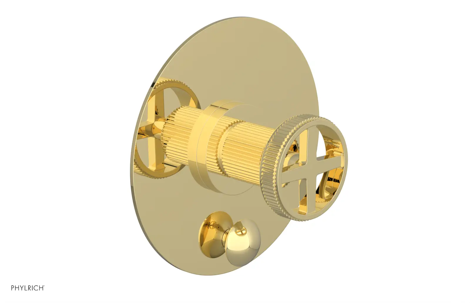 Phylrich Dustrie Grooved Pressure Balance Shower Plate with Diverter and Cross Handle Trim Set by Phylrich