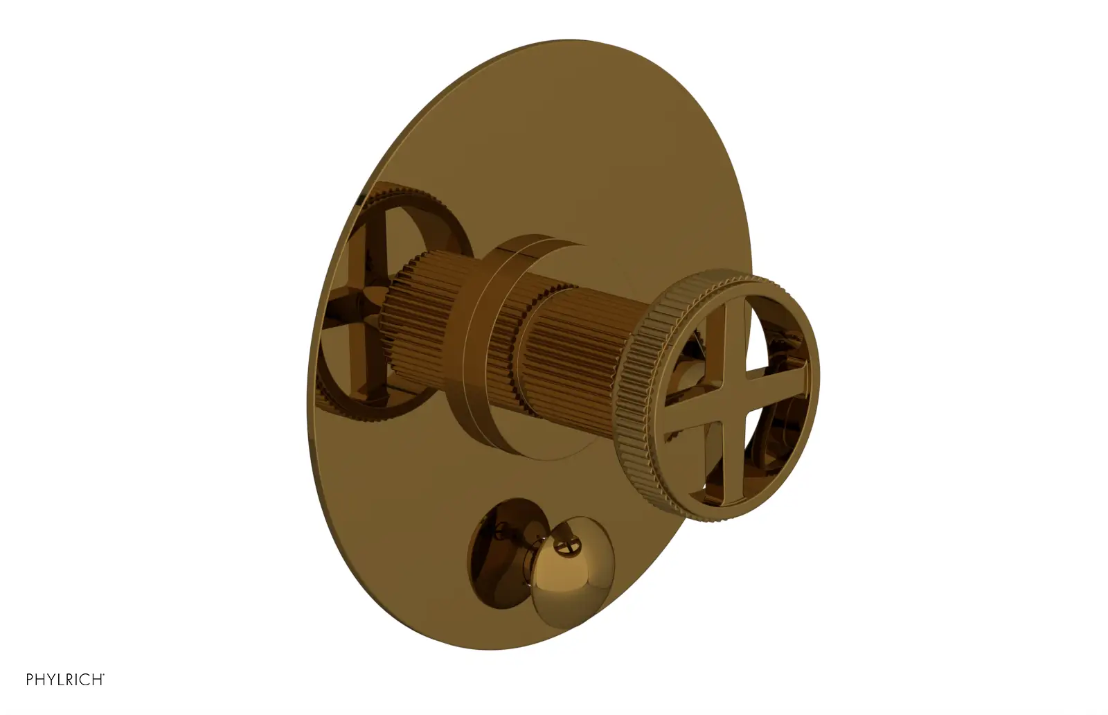 Phylrich Dustrie Grooved Pressure Balance Shower Plate with Diverter and Cross Handle Trim Set by Phylrich