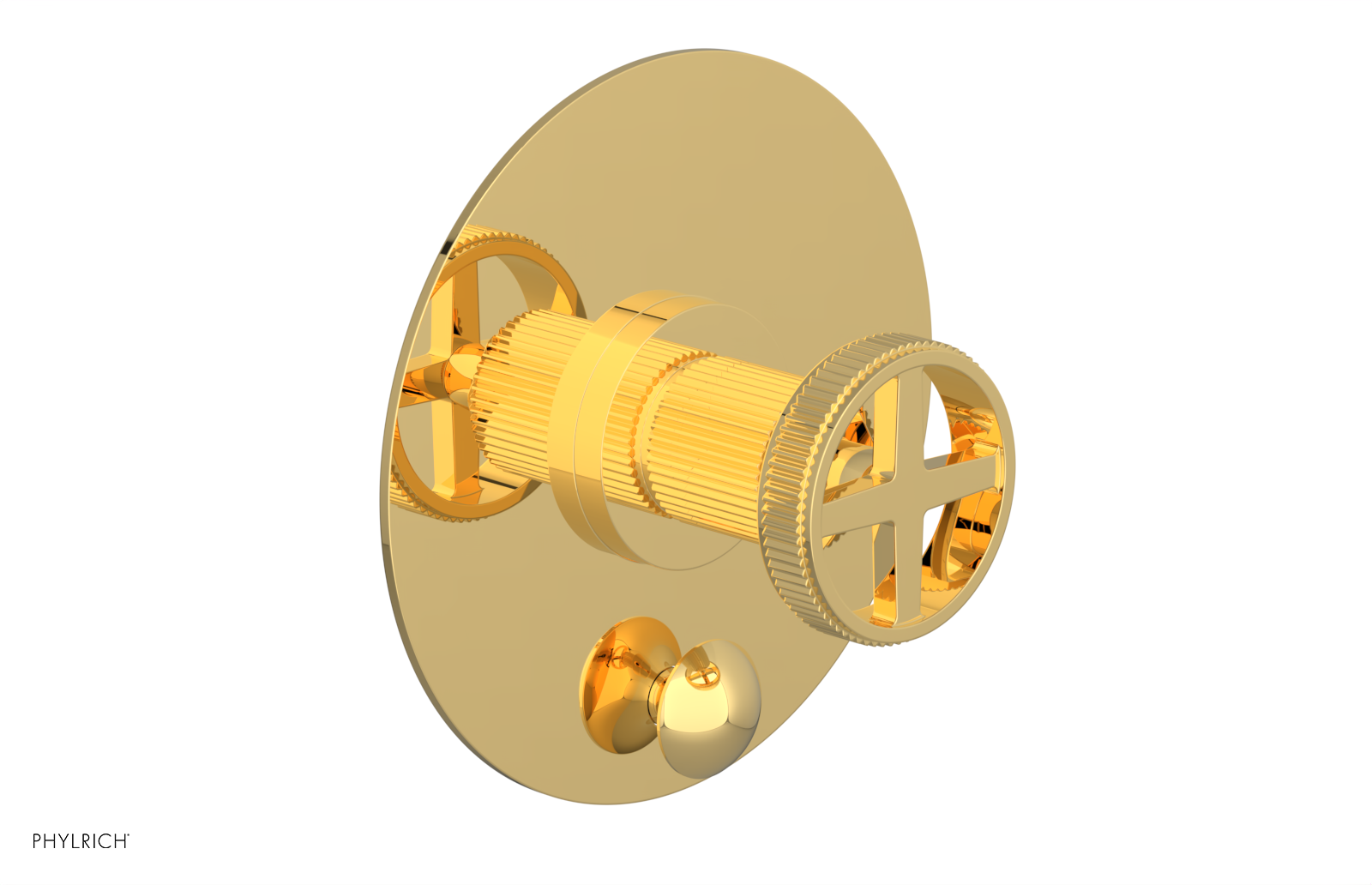 Phylrich Dustrie Grooved Pressure Balance Shower Plate with Diverter and Cross Handle Trim Set