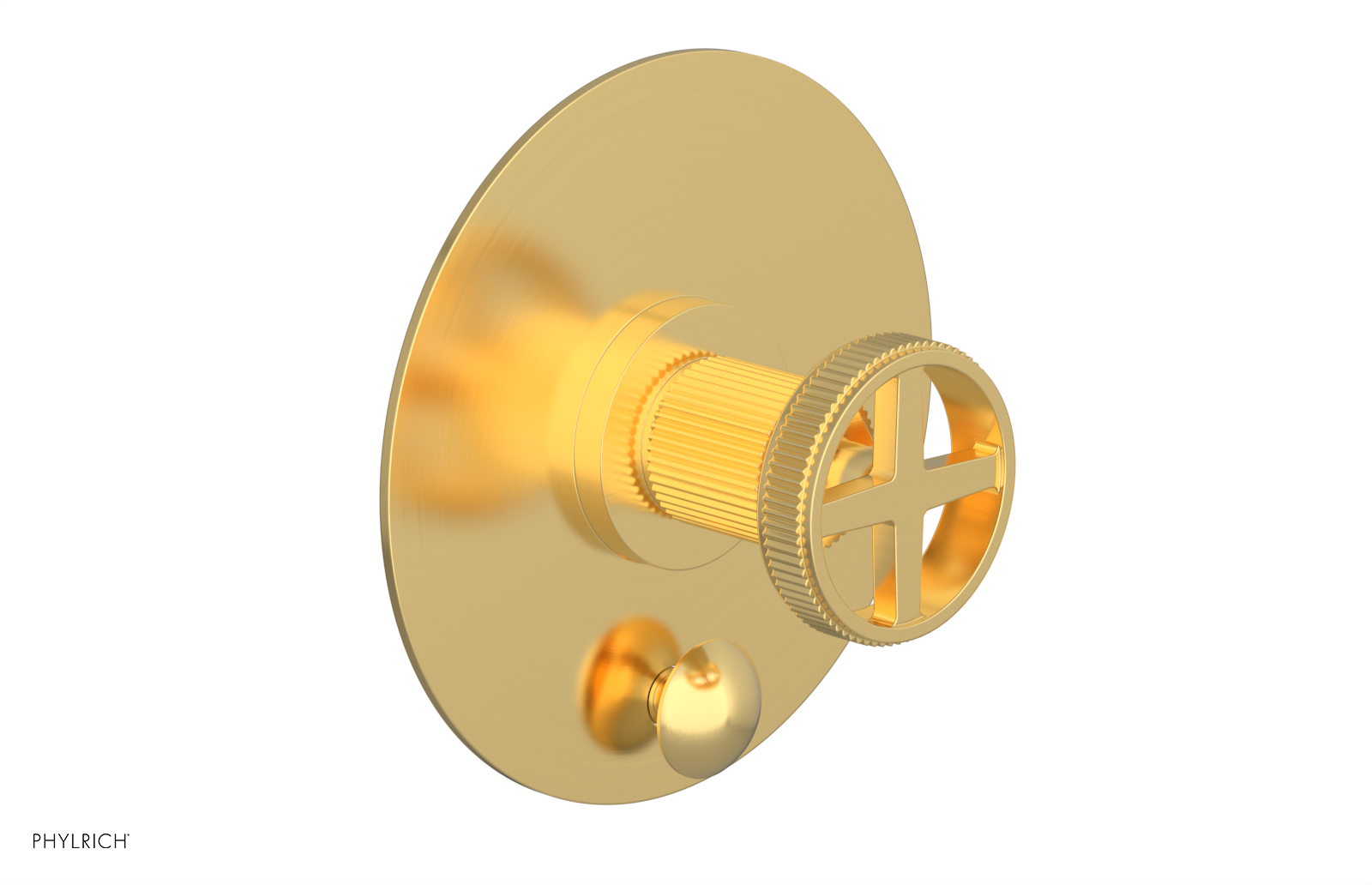 Phylrich Dustrie Grooved Pressure Balance Shower Plate with Diverter and Cross Handle Trim Set