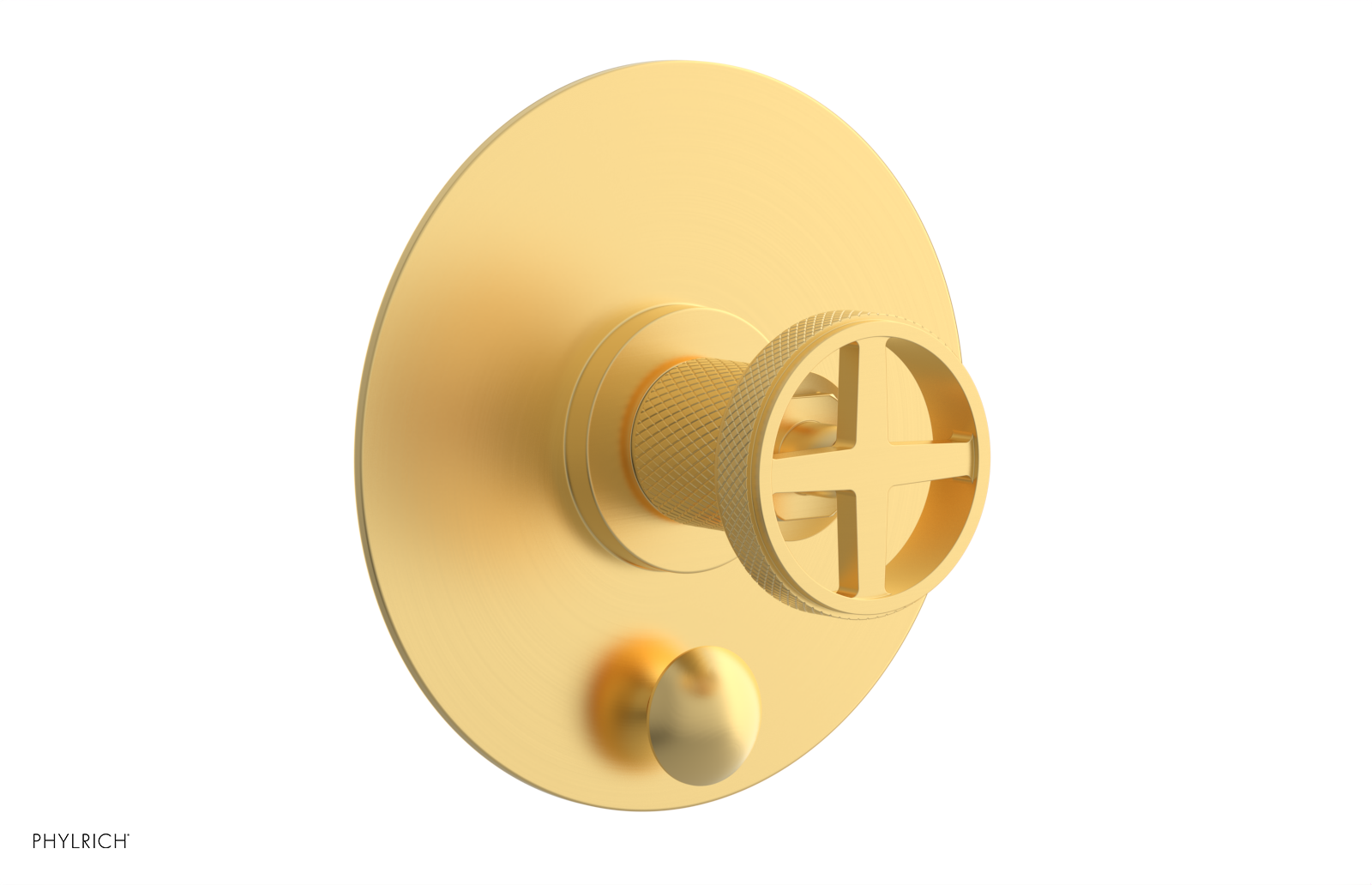 Phylrich Dustrie Knurled Pressure Balance Shower Plate with Diverter and Cross Handle Trim Set