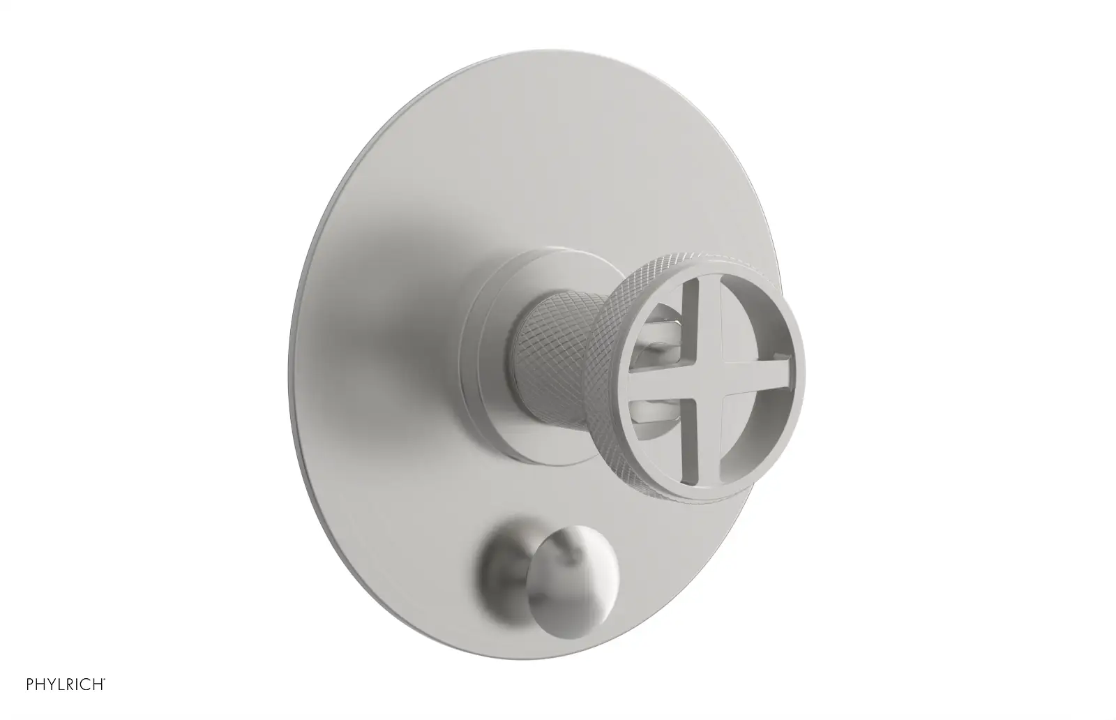 Phylrich Dustrie Knurled Pressure Balance Shower Plate with Diverter and Cross Handle Trim Set by Phylrich