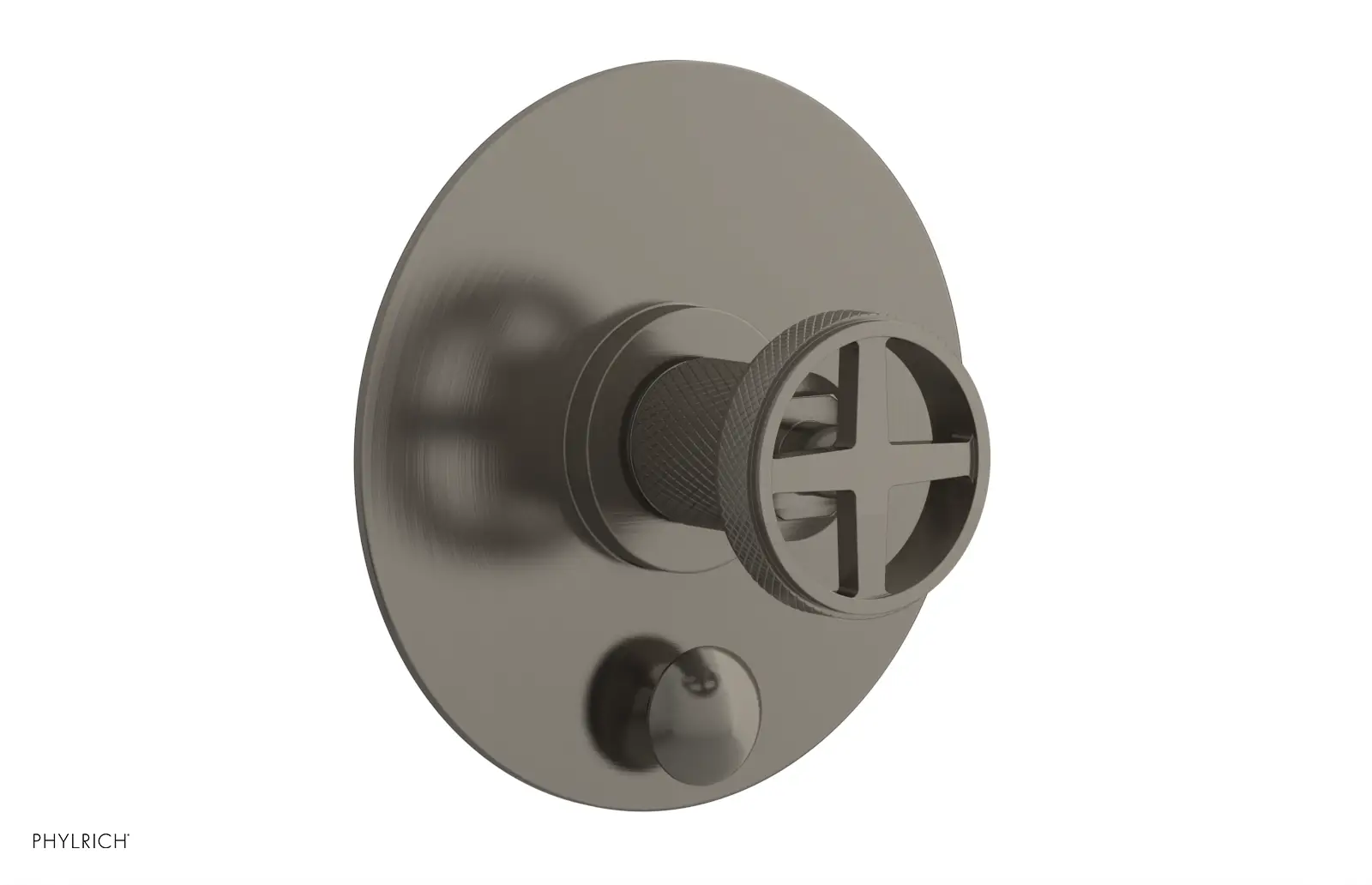 Phylrich Dustrie Knurled Pressure Balance Shower Plate with Diverter and Cross Handle Trim Set by Phylrich